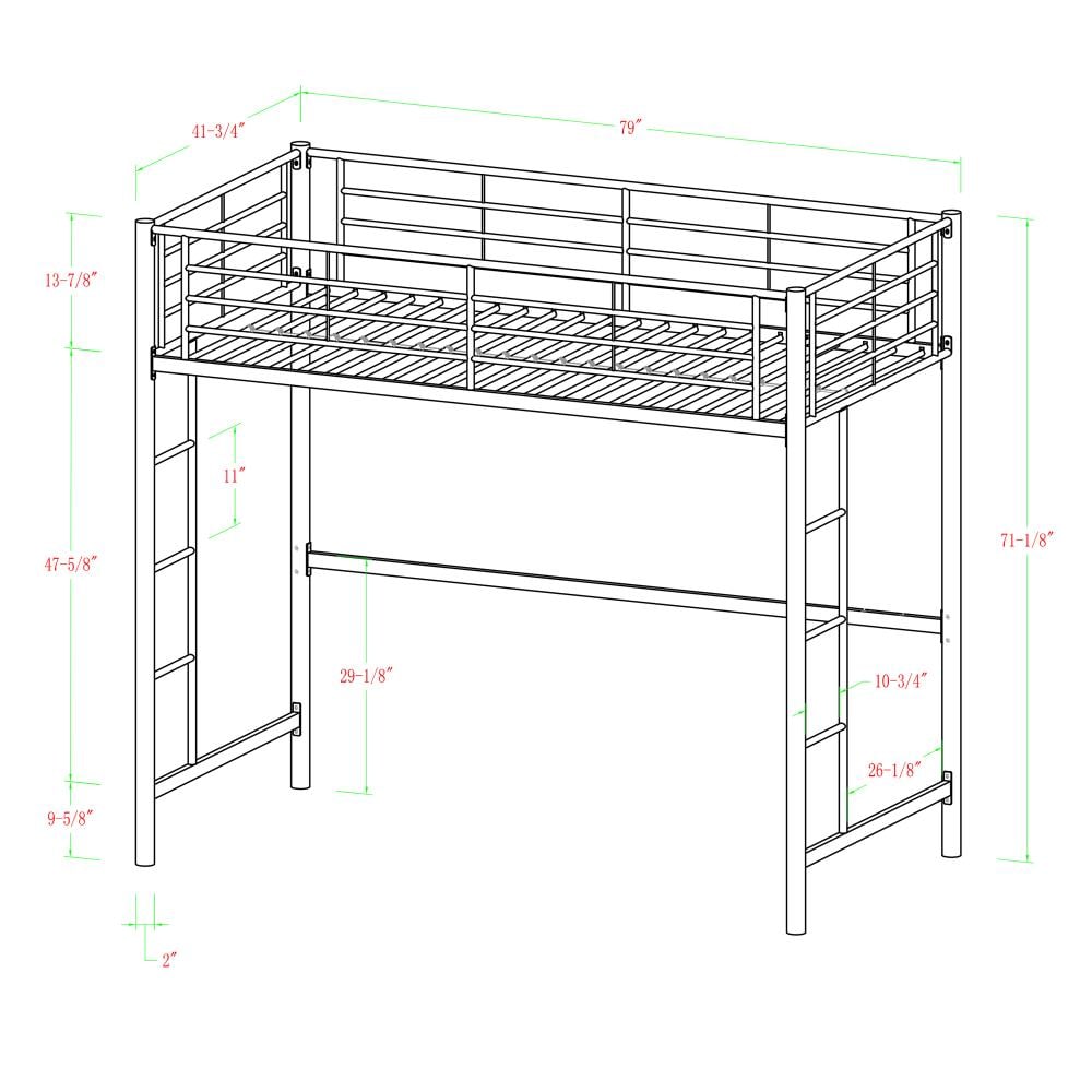 Walker Edison Silver Twin Study Loft Bunk Bed at Lowes.com