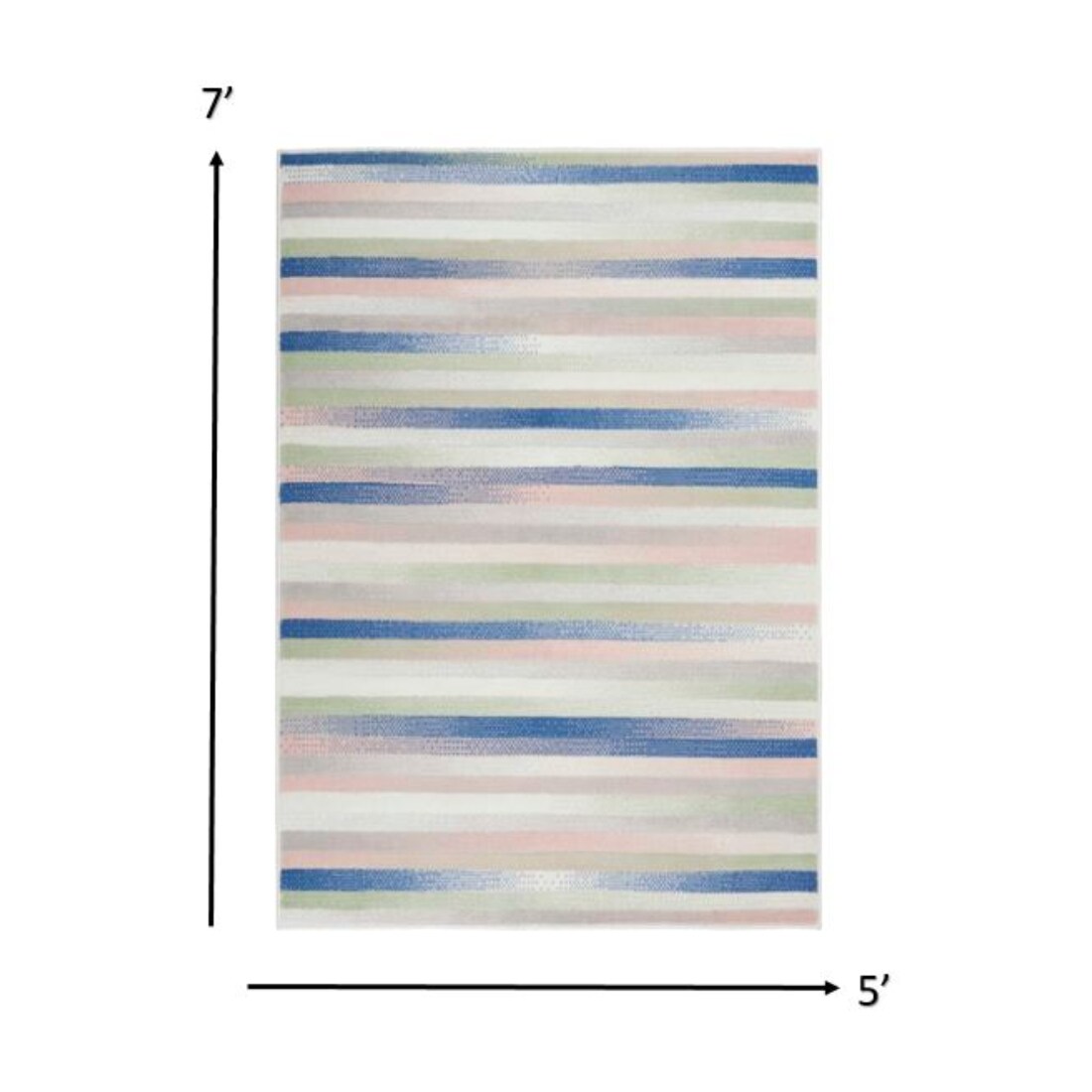 HomeRoots 4000385878 5 x 7 (ft) Polypropylene Ivory Multicolor Rectangular Indoor Stripe Area rug