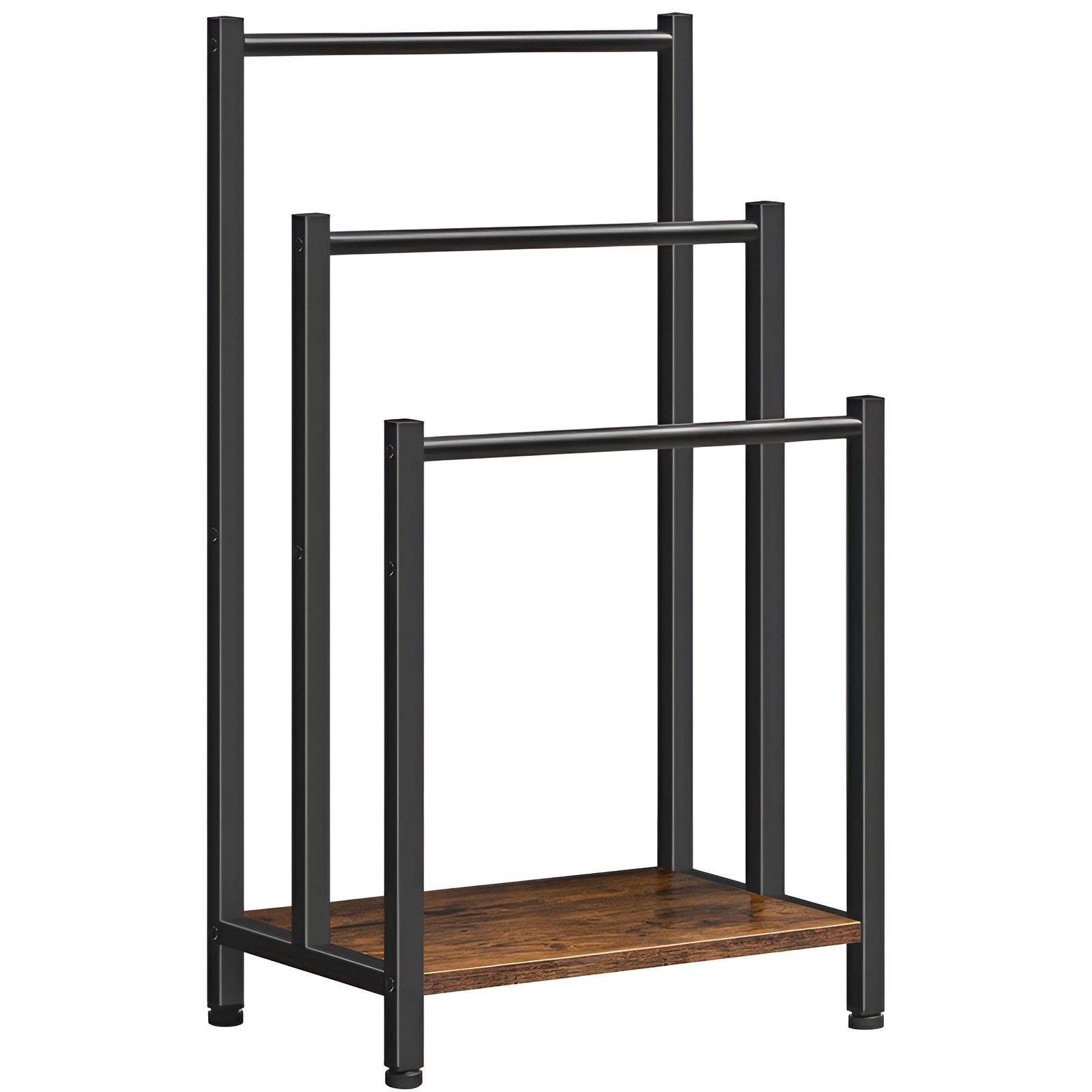 Slickblue Black/Brown Multi-Purpose Towel Rack for Bathroom Kitchen and Living Room 16.9 x 31.9 x 11 Inches