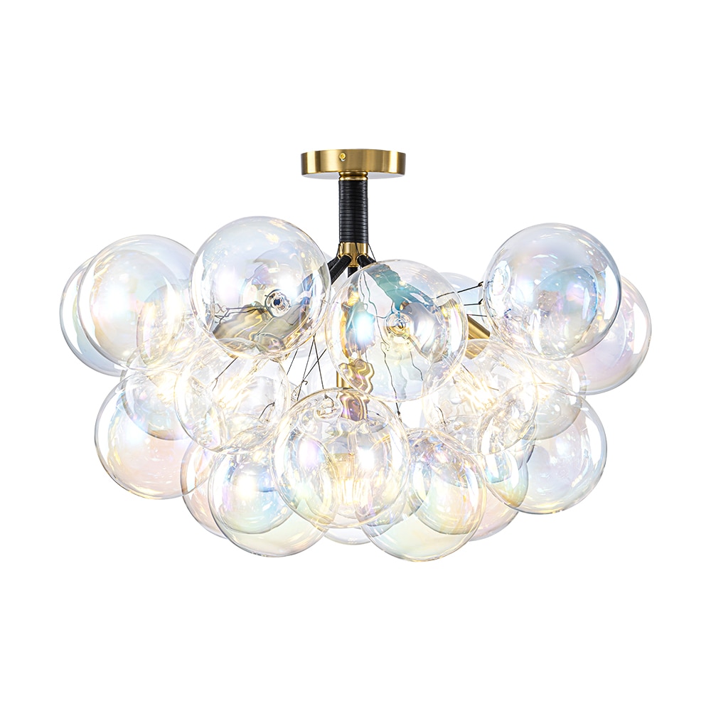 Zicbol J81010000074638 6 -Light 24.8-in Black Semi Flush Mount Light