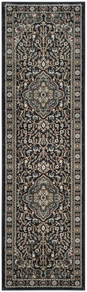 Safavieh LNH338C-212 Lyndhurst Shiraz 2 x 12 (ft) Loomed Polypropylene Anthracite/Teal Rectangular Indoor Floral/Botanical Oriental Runner rug