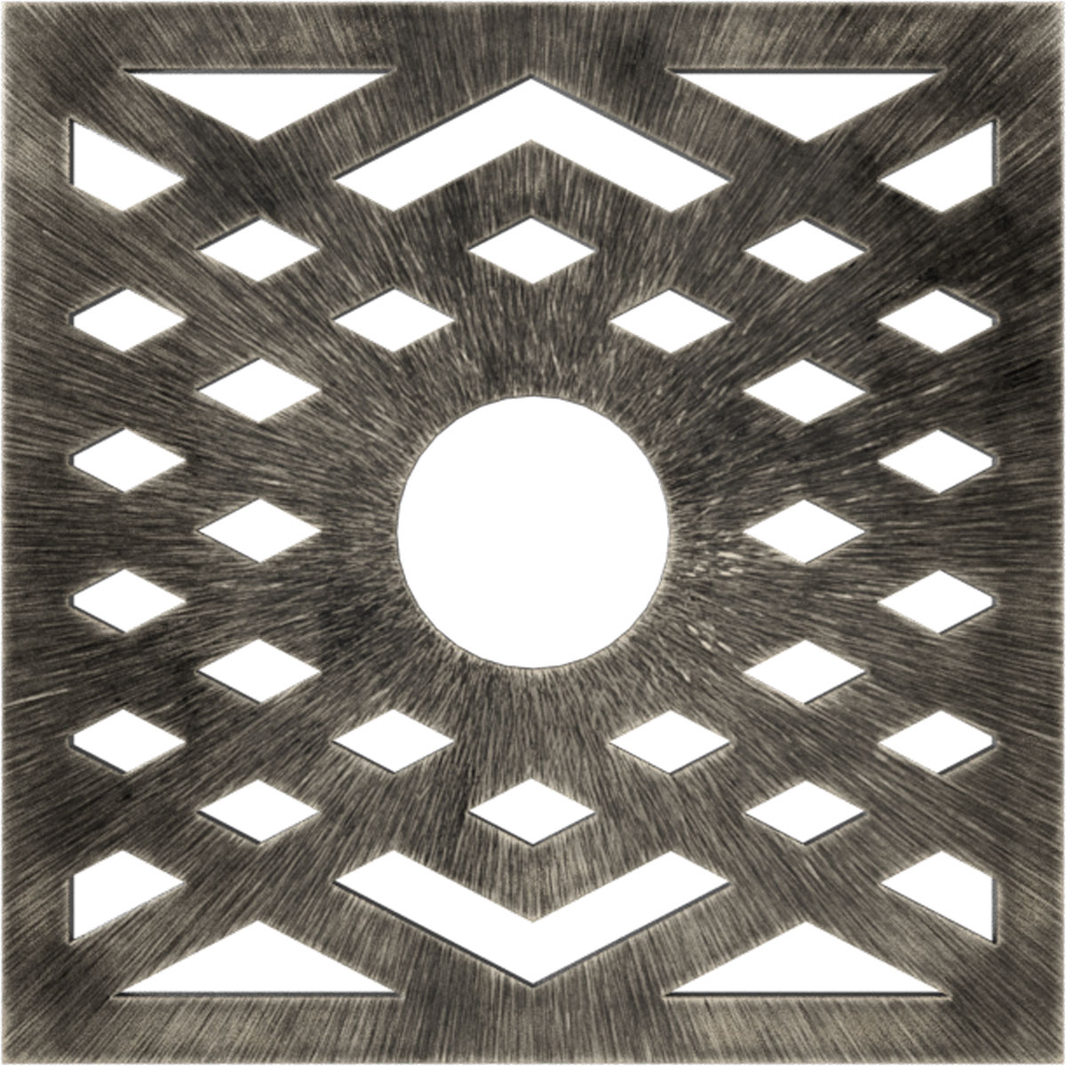 Ekena Millwork CMPP38CHAWS Chevron 38-in W x 38-in L Contemporary Painted Antiqued Warm Silver PVC Whole Ceiling Medallion