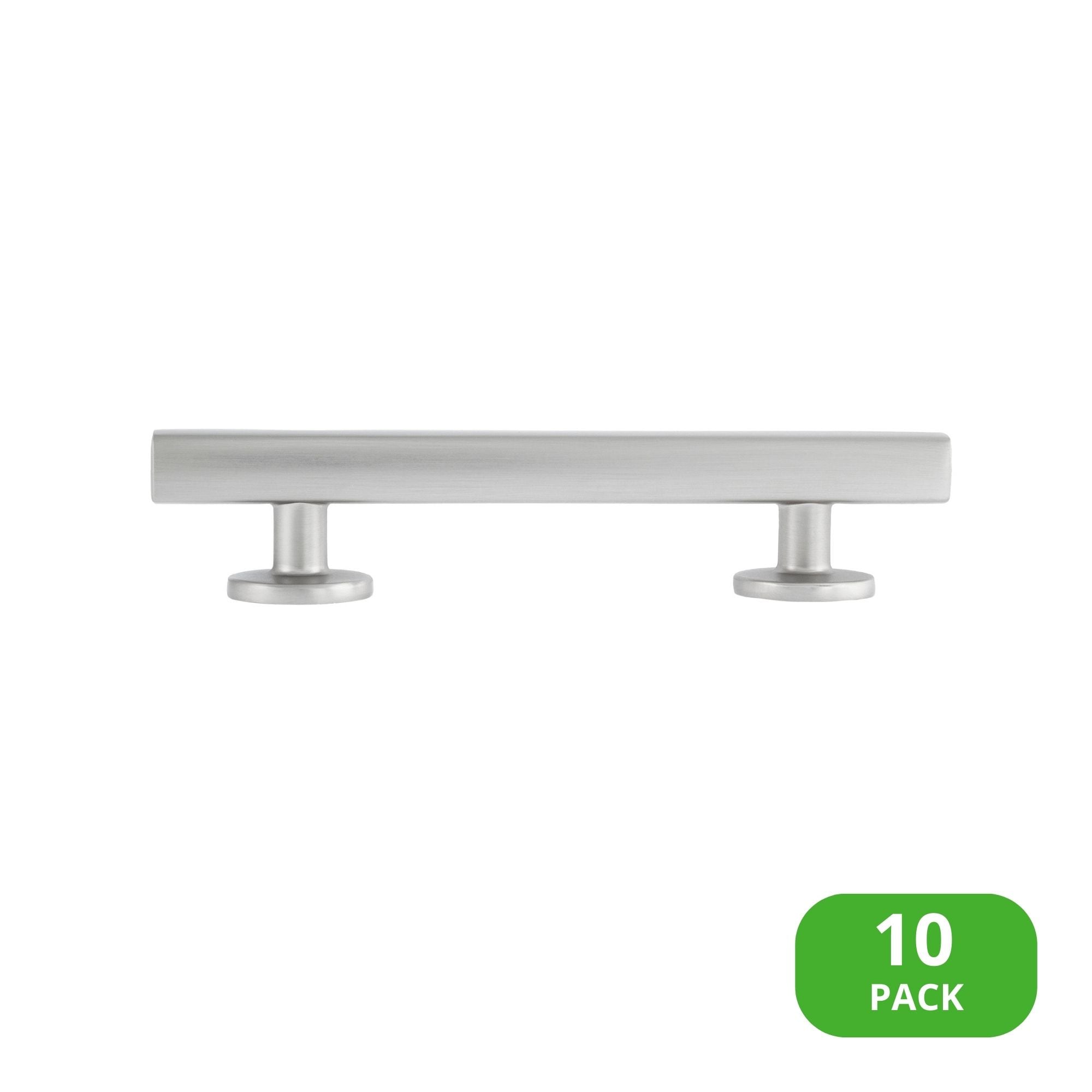 Sumner Street Home Hardware RL070086VP Flynn 3-1/2-in , 89mm Center to Center Satin Nickel Rectangular Bar 10 -Pack