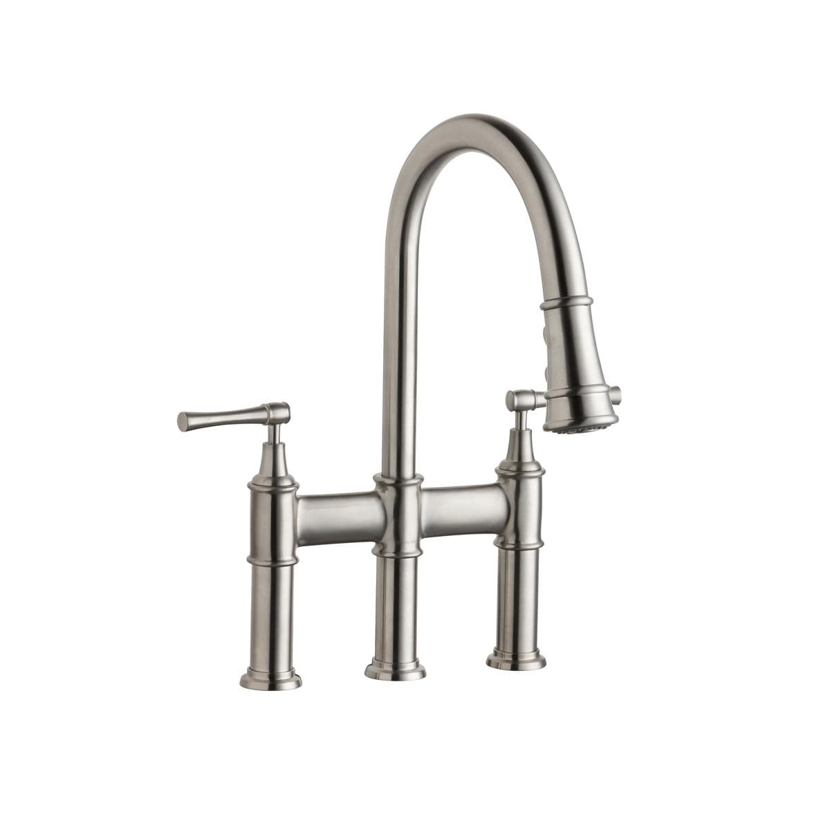 Elkay Explore Lustrous Steel Double Handle Pull-down Kitchen Faucet in the Kitchen  Faucets department at