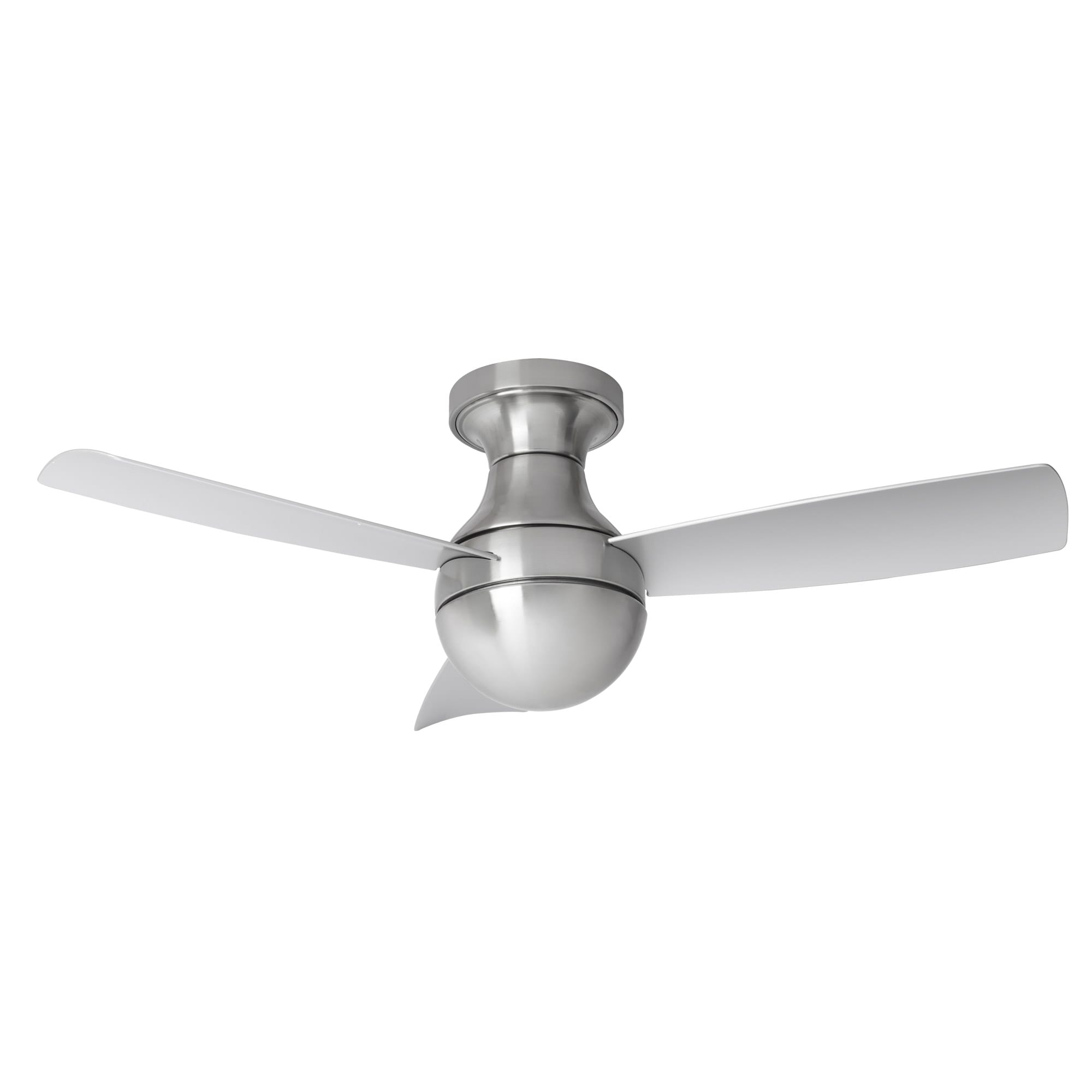 WAC Lighting F-004-BN Orb 44-Inches Brushed Nickel with Brushed Nickel Blades Indoor Flush mount Smart Compatible Standard Ceiling Fan Light kit compatible and Remote ( 3 -Blade)