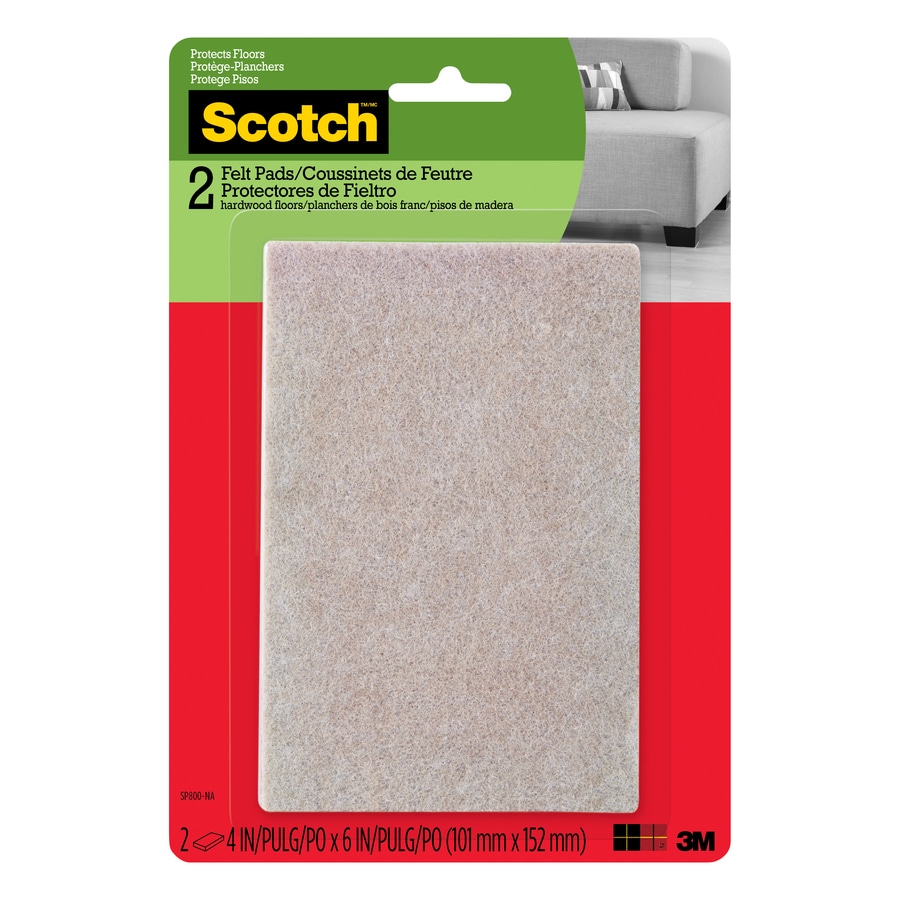 Scotch Rectangle 6-Pack 1-in x 4-in Brown Rectangular Felt Furniture Pads  in the Felt Pads department at