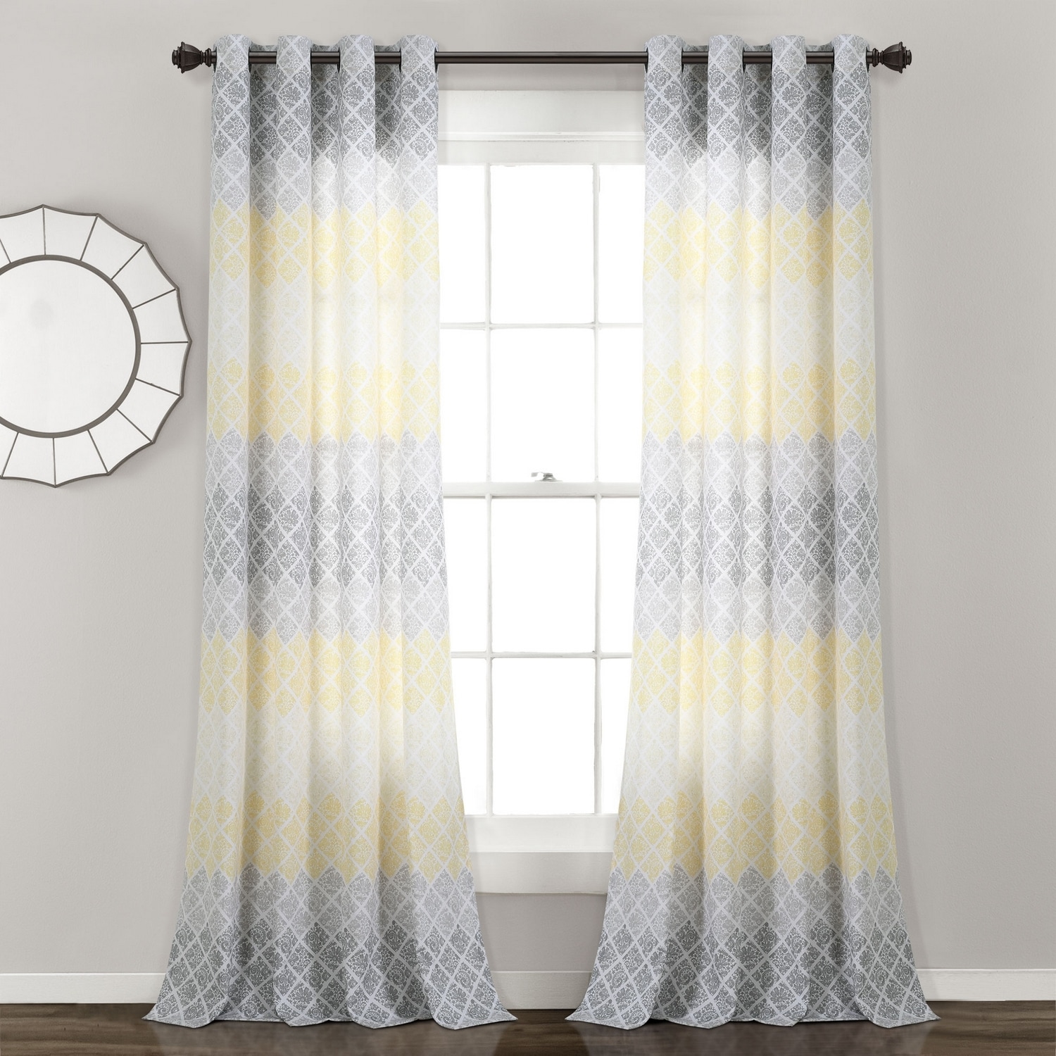 Lush Decor 21T010417 84-Inches Yellow Ombre Room darkening Grommet Curtain panel pair