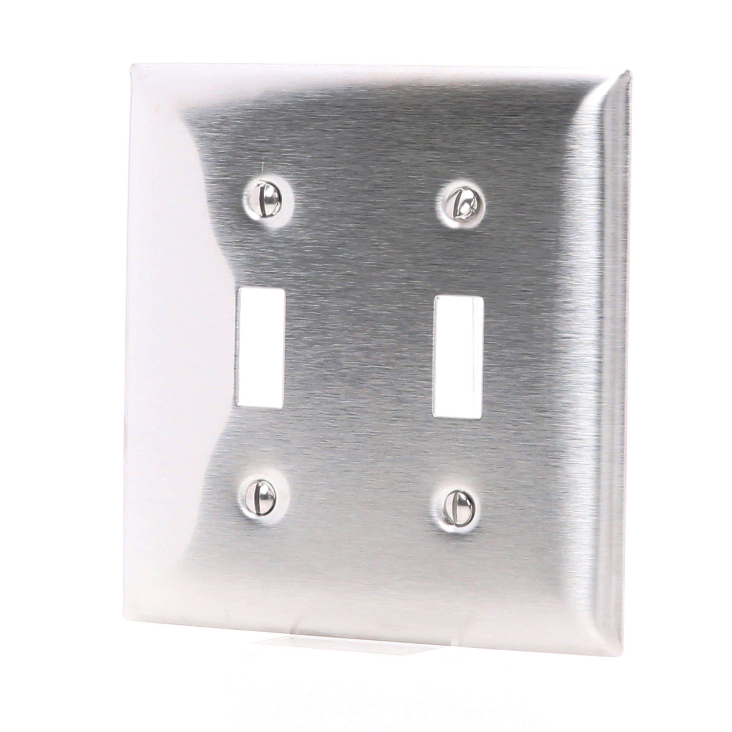 SS2 Hubbell Wallplate 2-gang Switch Stainless Steel for sale online 