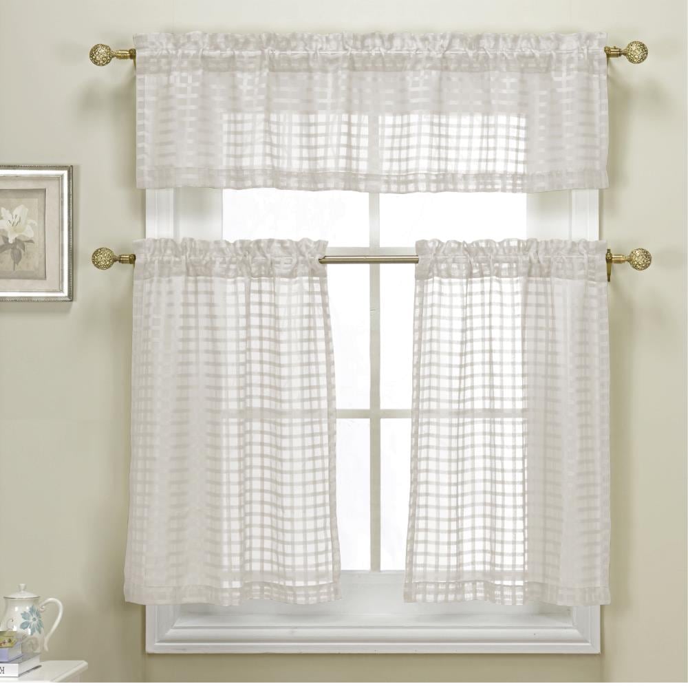 Duck River Textile CLKWH=12 /1710 15-in White Sheer Standard Lined Rod Pocket Curtain Panel Pair