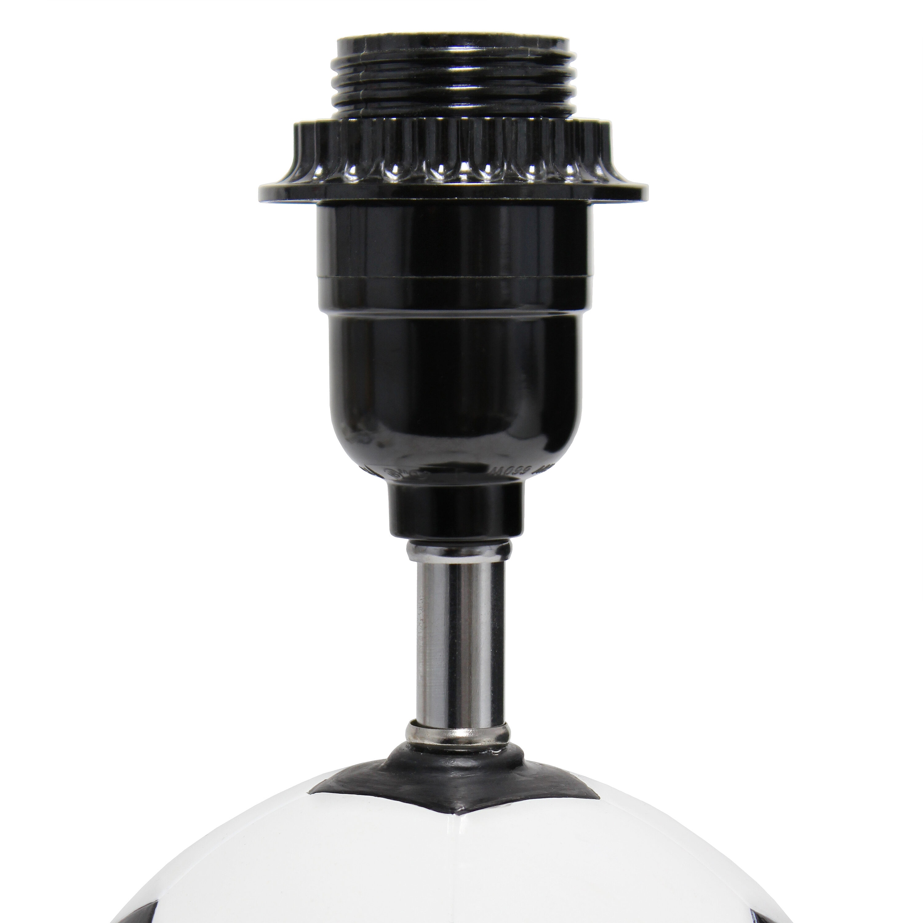 11.5" White and Black Ceramic Soccer Ball Table Lamp