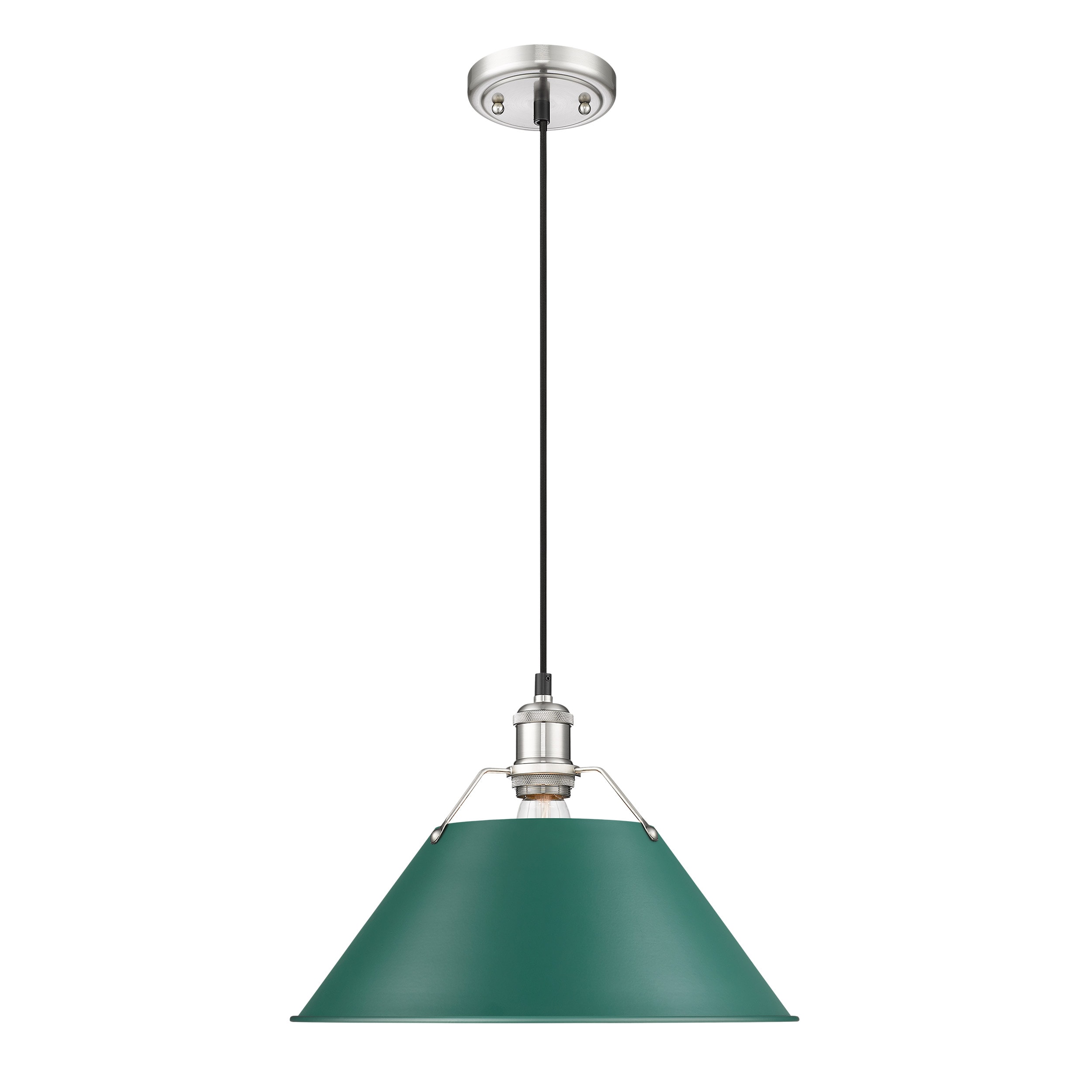 Golden Lighting 3306-L PW-GN Orwell 1 -Light Pewter Transitional Cone Large Hanging Pendant light