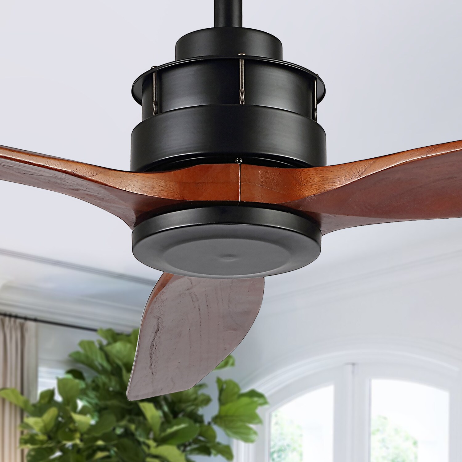 Farla 52-Inch Black and Dark Cherry Wood Ceiling Fan with Remote