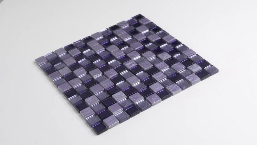 Apollo Tile Phoenix Purple and Blue Mini Squares 12-in x 12-in