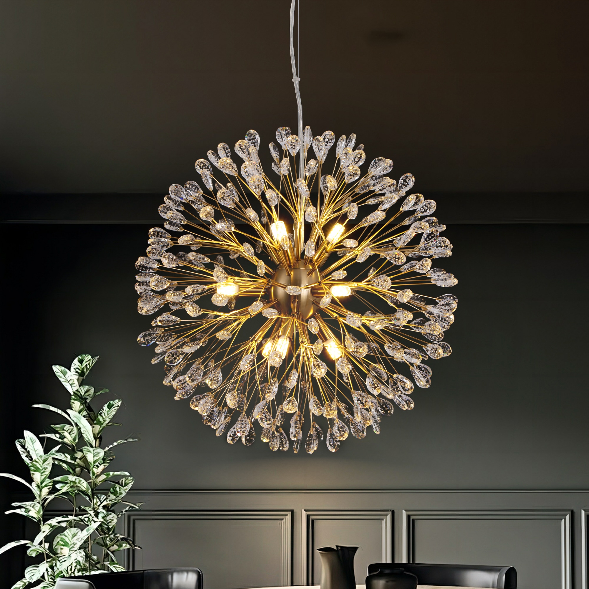 Rennnsan CL810163928 Shawn 9 -Light Gold Glam Crystal For Use in Bedrooms, Dining Rooms, Foyers, Kitchens, Living Rooms Chandelier