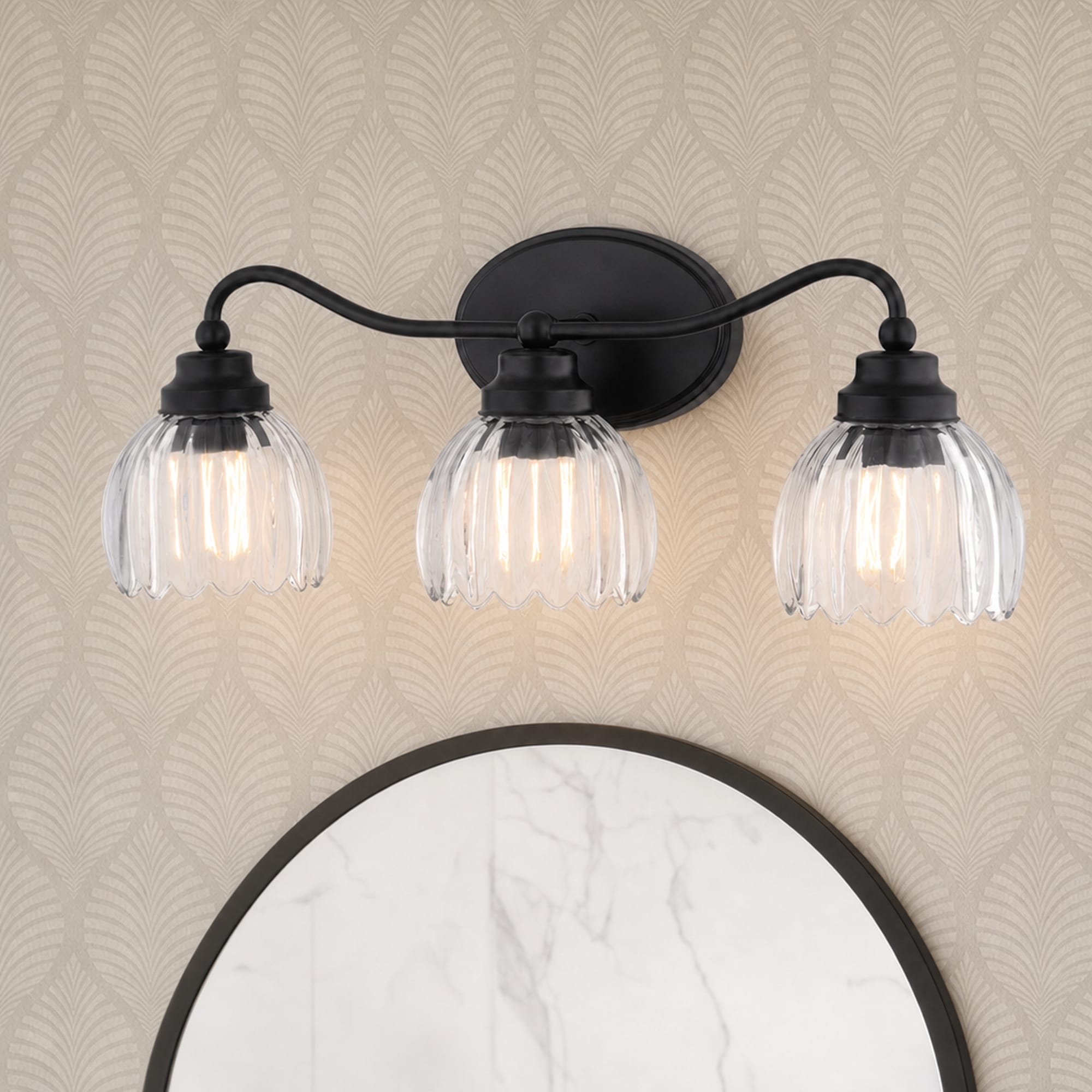 Cascadia Shirley 21.25-in 3 Light Matte Black Traditional Bathroom Vanity light
