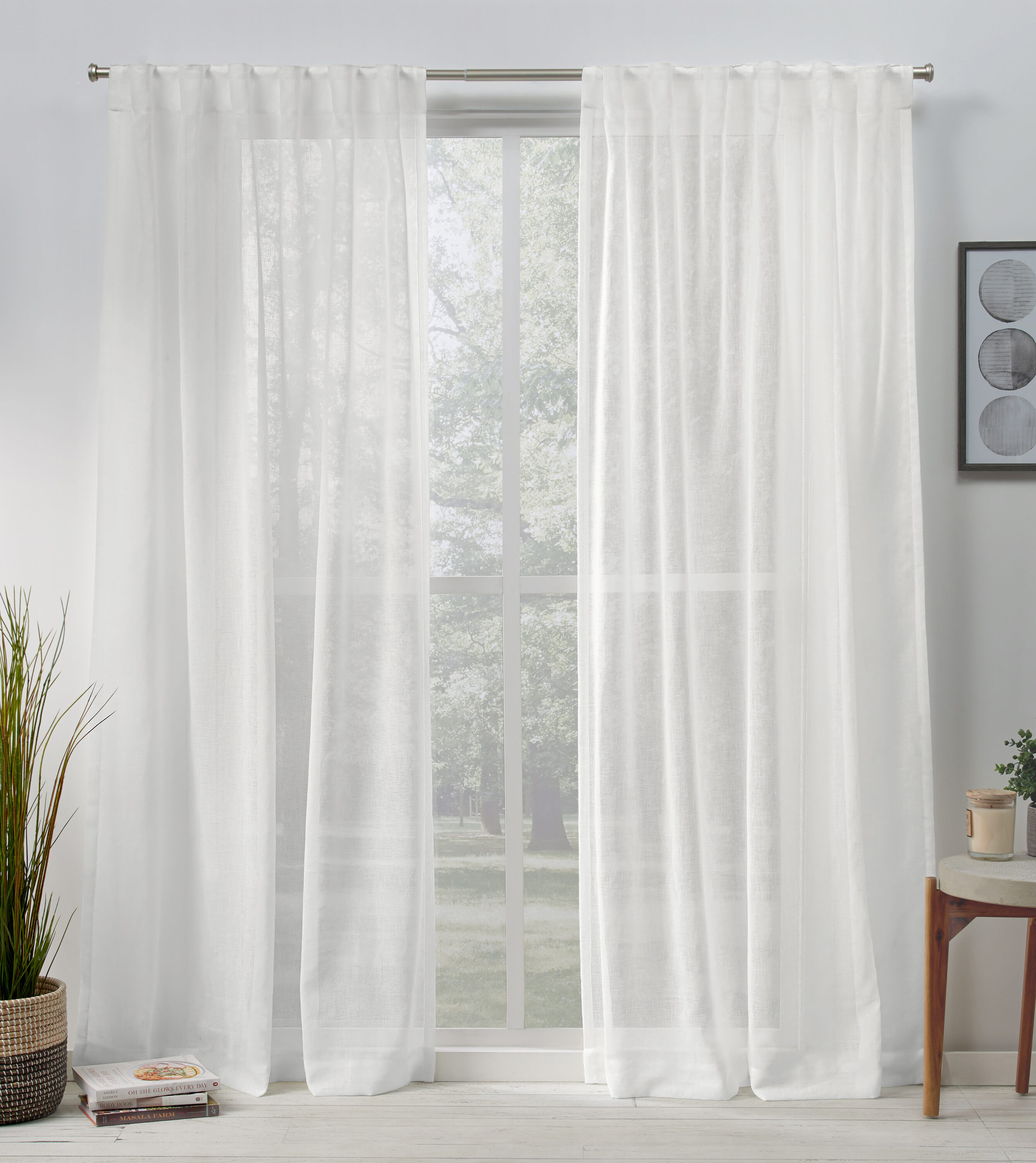 Exclusive Home 84-in Snowflake Sheer Rod Pocket Curtain Panel Pair at ...