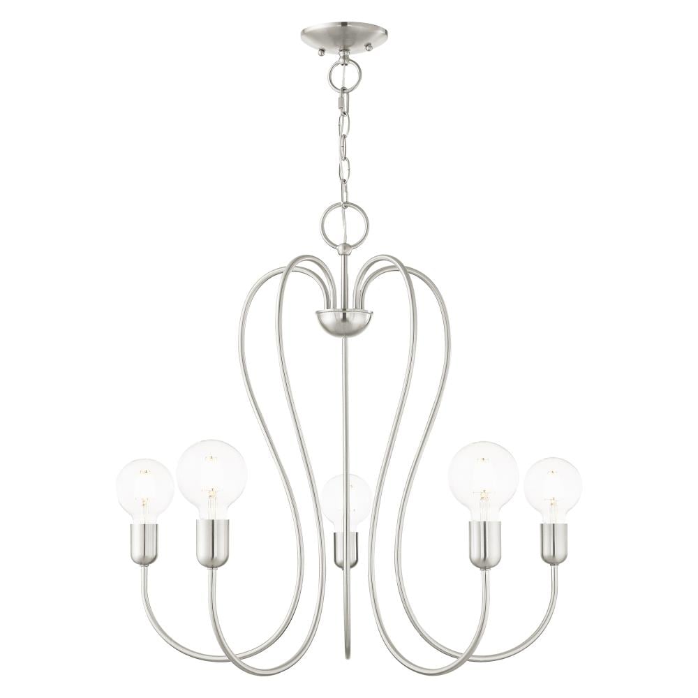 Brushed Nickel and Crystal 5-Light Candle Chandelier