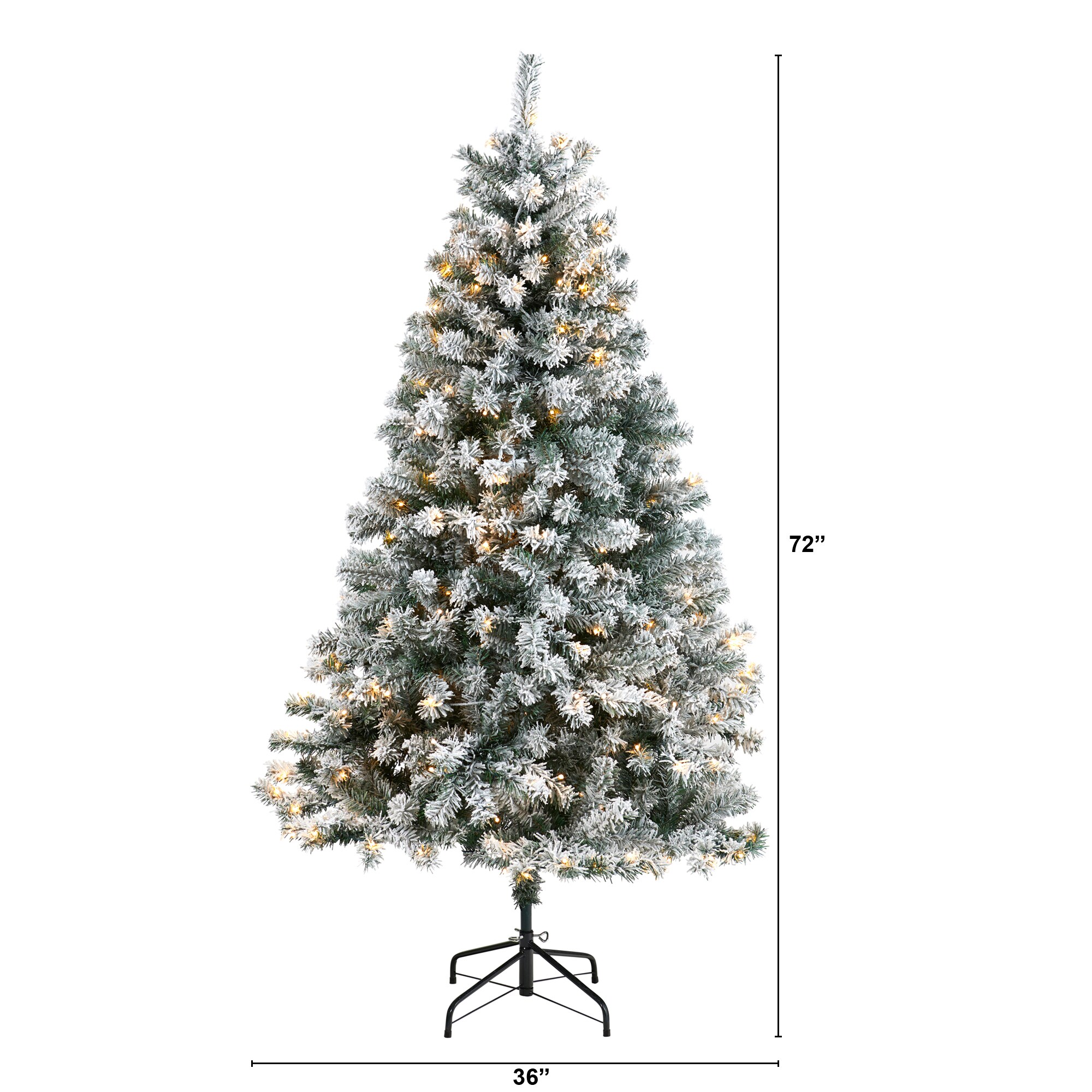 Nearly Natural 6-ft Spruce Pre-lit Flocked Artificial Christmas Tree ...