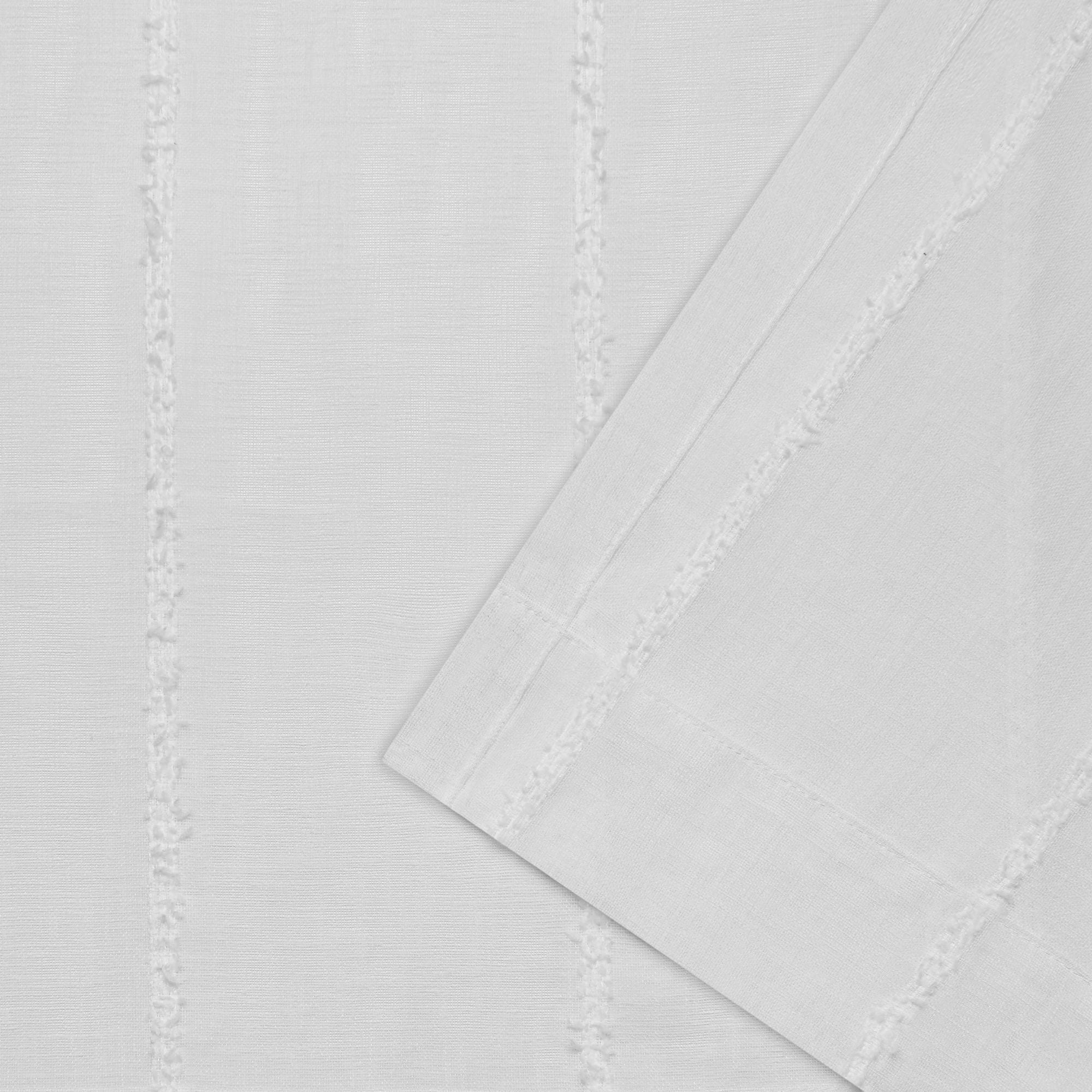 Winter White Sheer Linen Rod Pocket Curtain Panel Pair