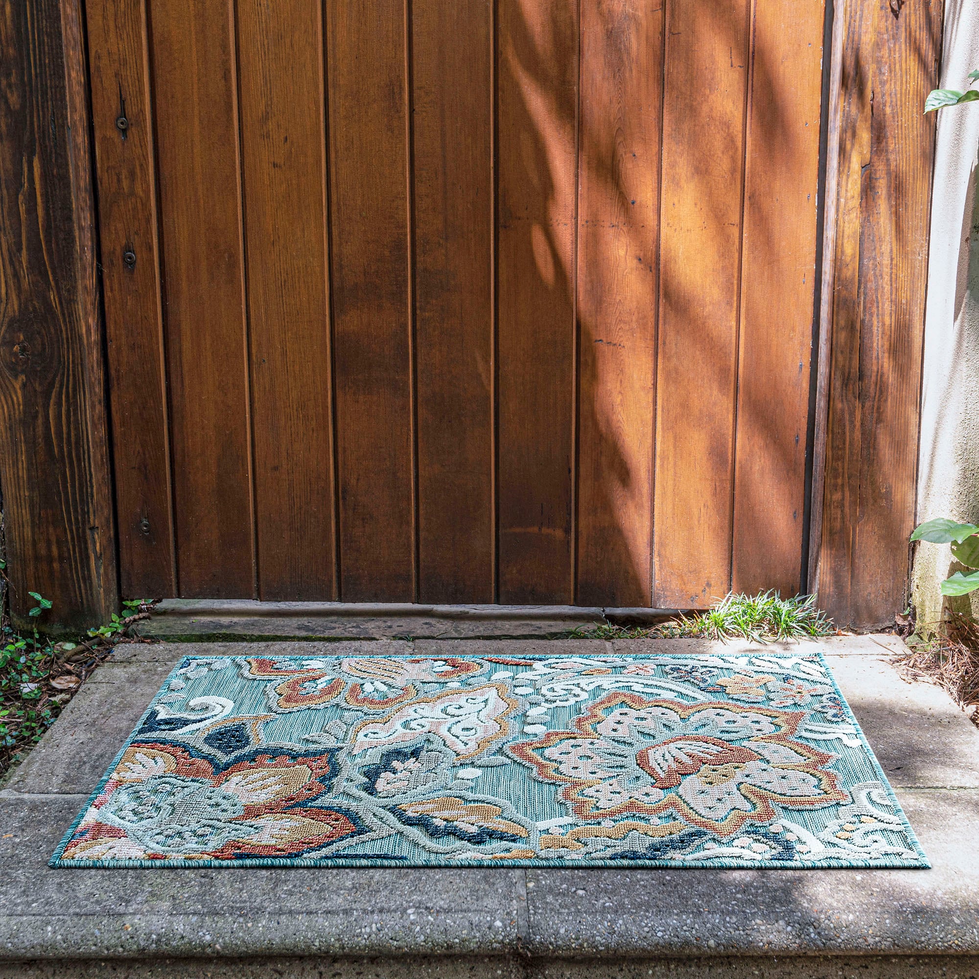 Tayse TRP1335 2X3 Tropic 2 x 3 (ft) Flatweave Polypropylene Aqua Rectangular Indoor/Outdoor Throw rug