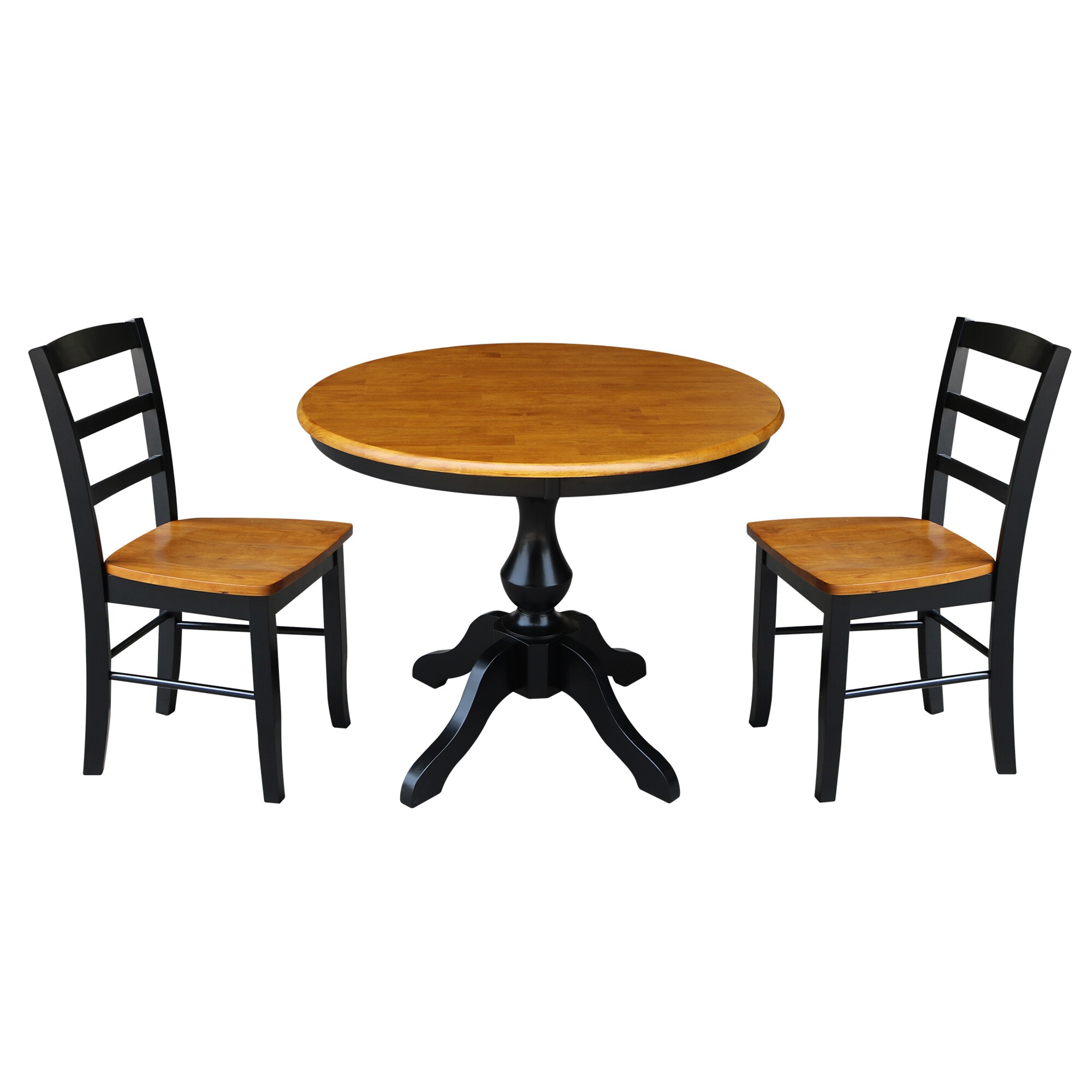 International Concepts K57-36RT-11B-C2-2 Black/cherry Casual Dining Room Set with Round Table ( Seats 2 )