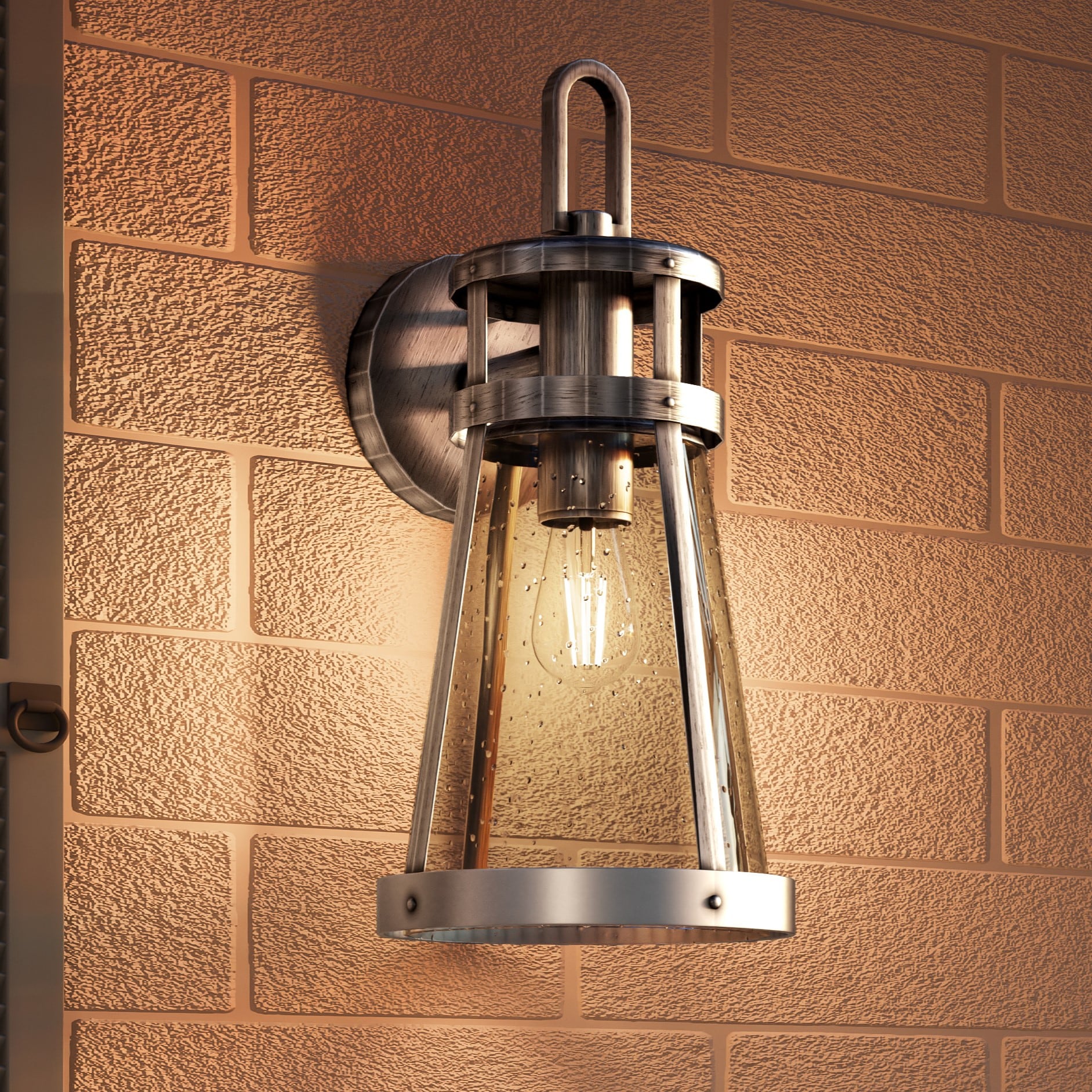 Quoizel BAB8409ABA Barber 1 -Light 16.5-in H Antique Gray Hardwired Outdoor Wall Light