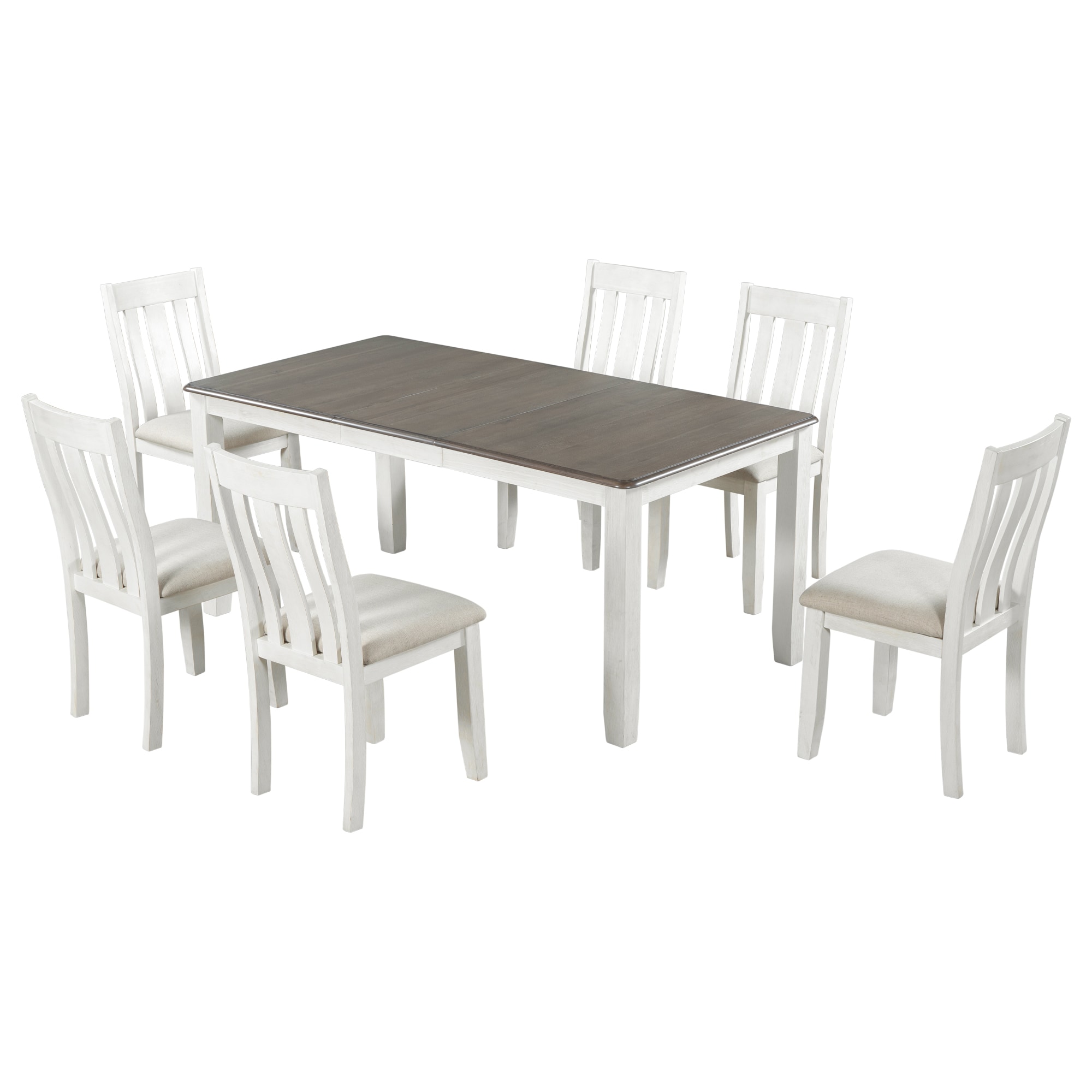 Nestfair DS0045K Brown+White Contemporary/Modern Dining Room Set with Rectangular Table ( Seats 6 )