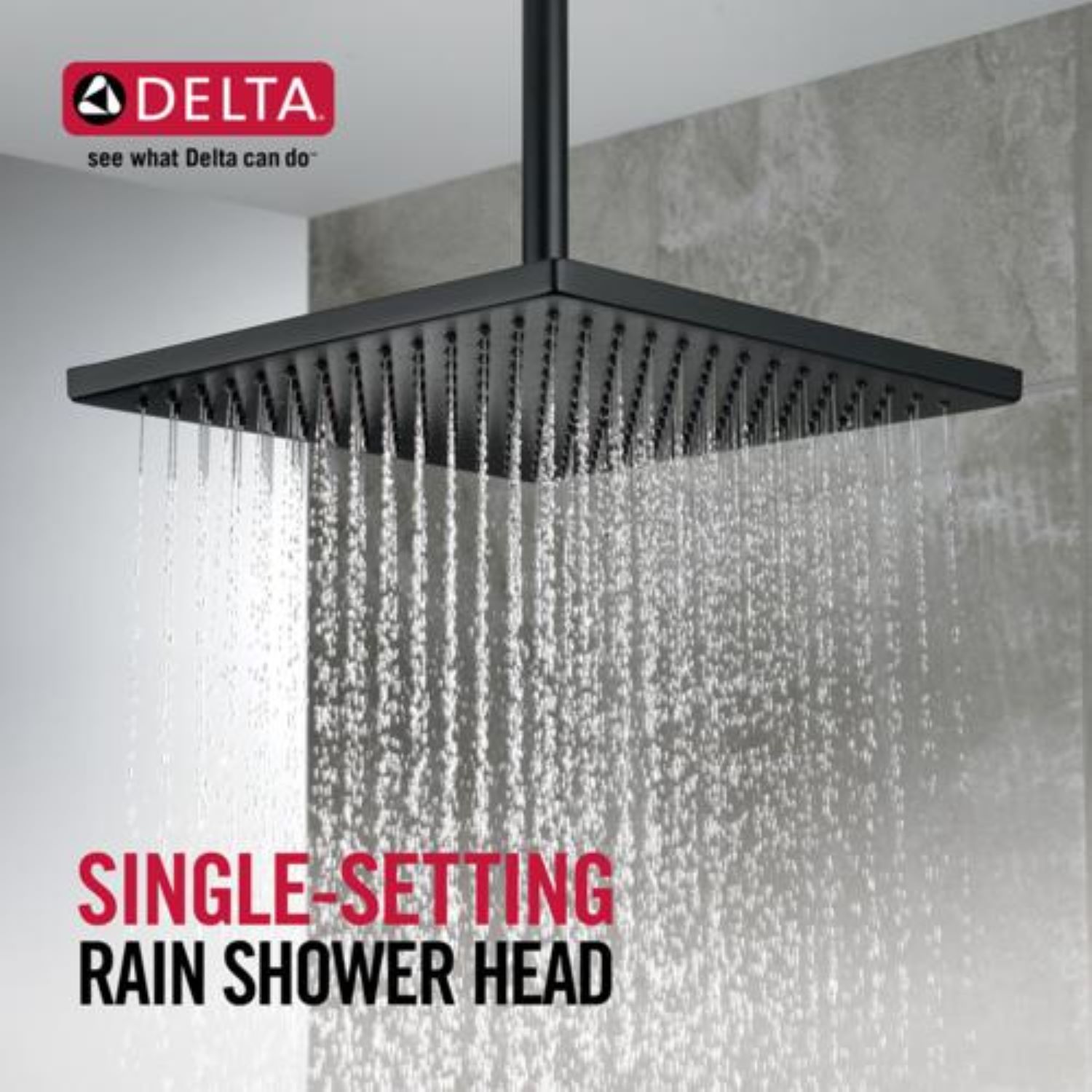 Matte Black Square Metal Ceiling Mount Rain Shower Head