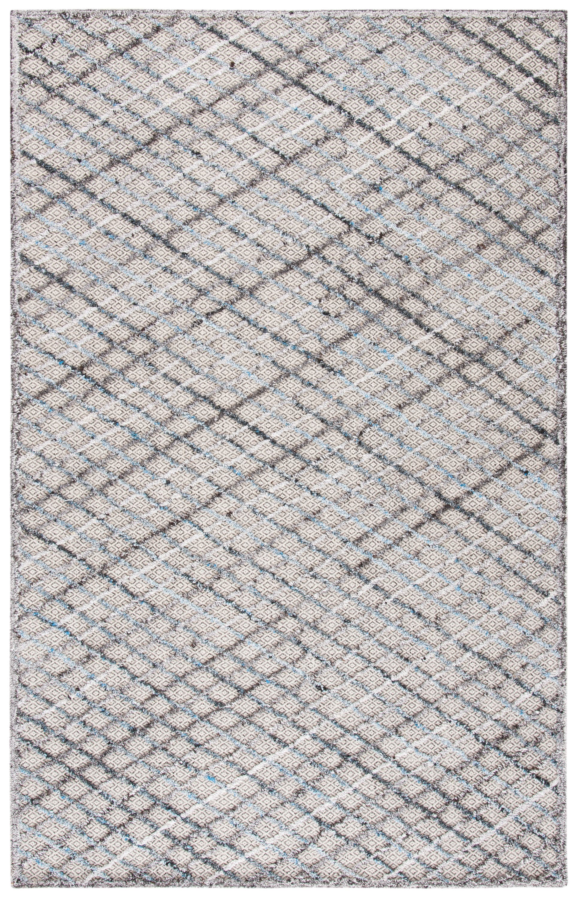 Safavieh TRC204M-5 Trace Mery 5 x 8 (ft) Tufted Wool Blue/Black Rectangular Indoor Geometric Farmhouse/Cottage Area rug