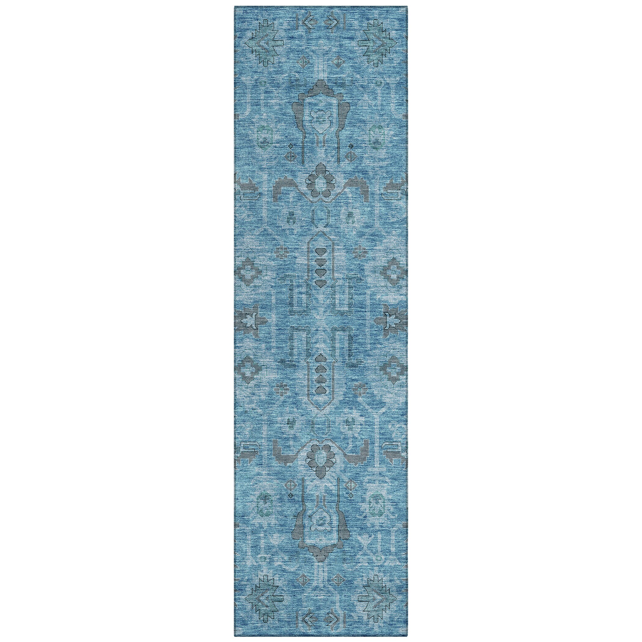 Addison Rugs ACN697BU2X8 Chantille ACN697BU 2 x 7 (ft) Polyester Blue Rectangular Indoor/Outdoor Geometric Machine washable Area rug