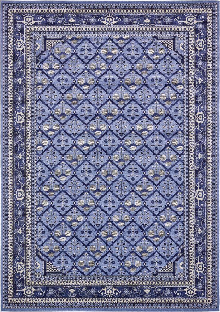 Blue 10' x 14' Stain-Resistant Synthetic Rectangular Rug