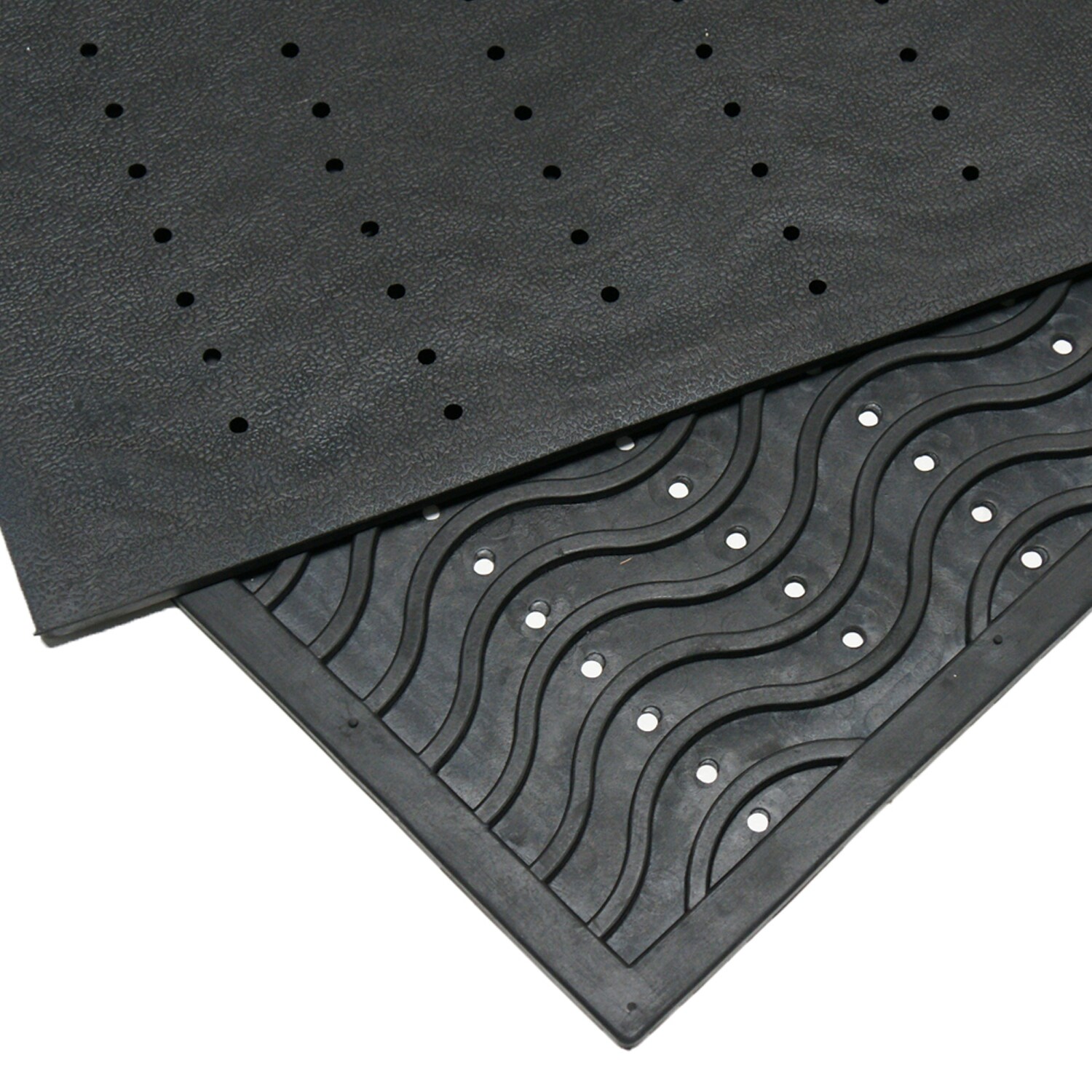 Rubber-Cal Dura-Scraper Drainage Commercial Rubber Door Mat - Black 36