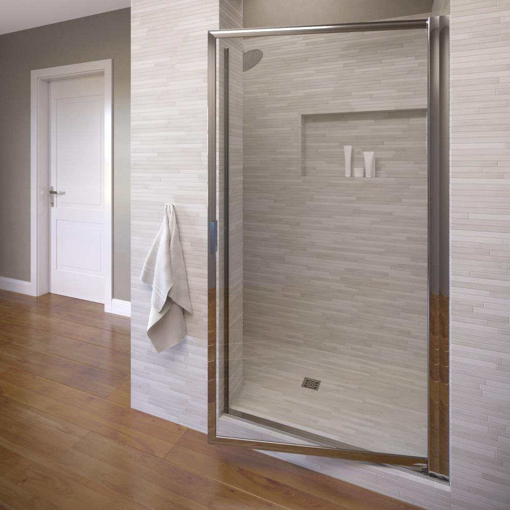Basco SOPN00A3663CLSV Sopora Chrome 35-1/8-in to 36-7/8-in W x 63.5-in H Framed Pivot Shower door 3/16-in Thick Clear Glass