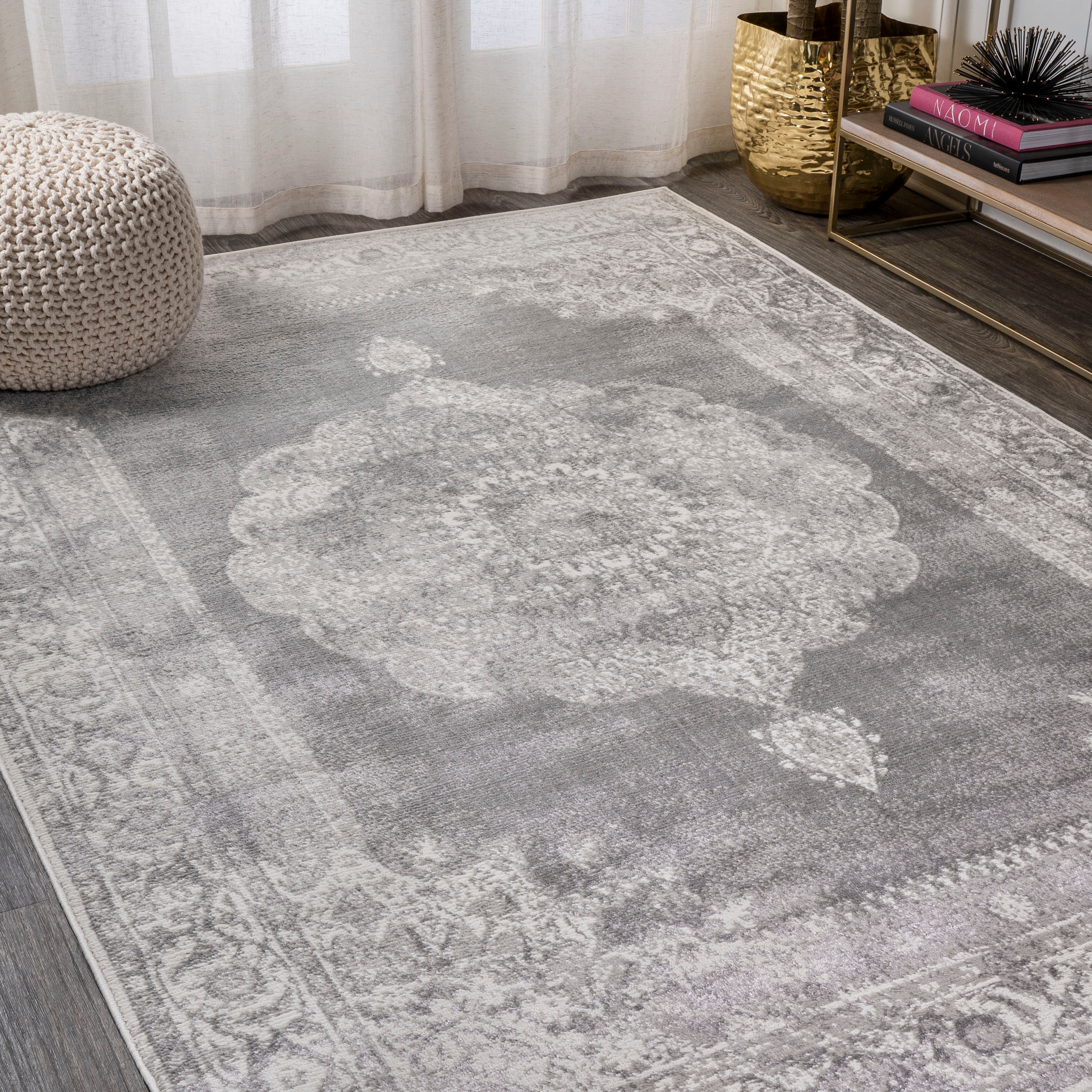 JONATHAN  Y MDP403E-8 MODERN PERSIAN Rosalia 8 x 10 (ft) Loomed Polypropylene Gray/Dark Gray Rectangular Indoor Medallion Persian Area rug