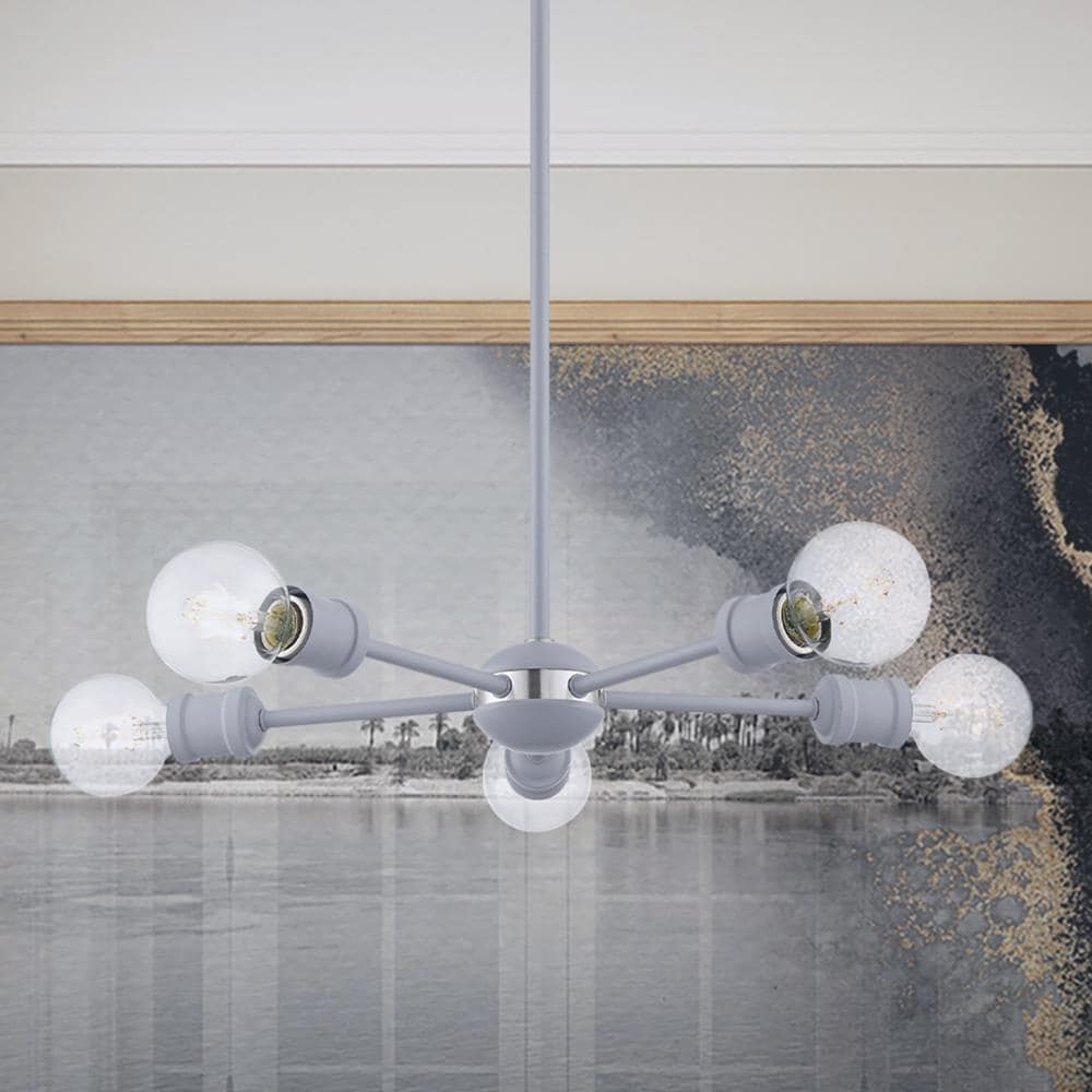 Lansdale 5-Light Nordic Gray & Brushed Nickel Crystal Chandelier