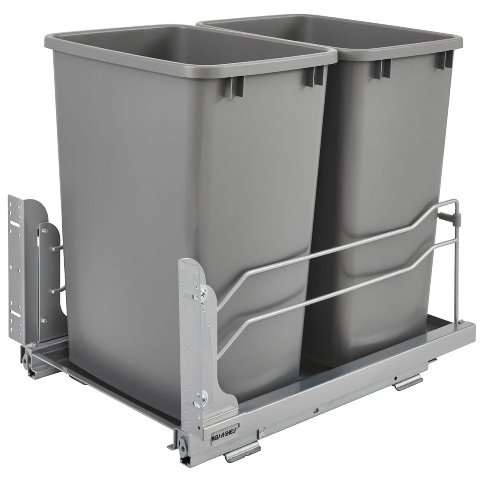Home Zone Living 15 gal Kitchen Pull Out Sliding Garbage Can, Steel,Silver