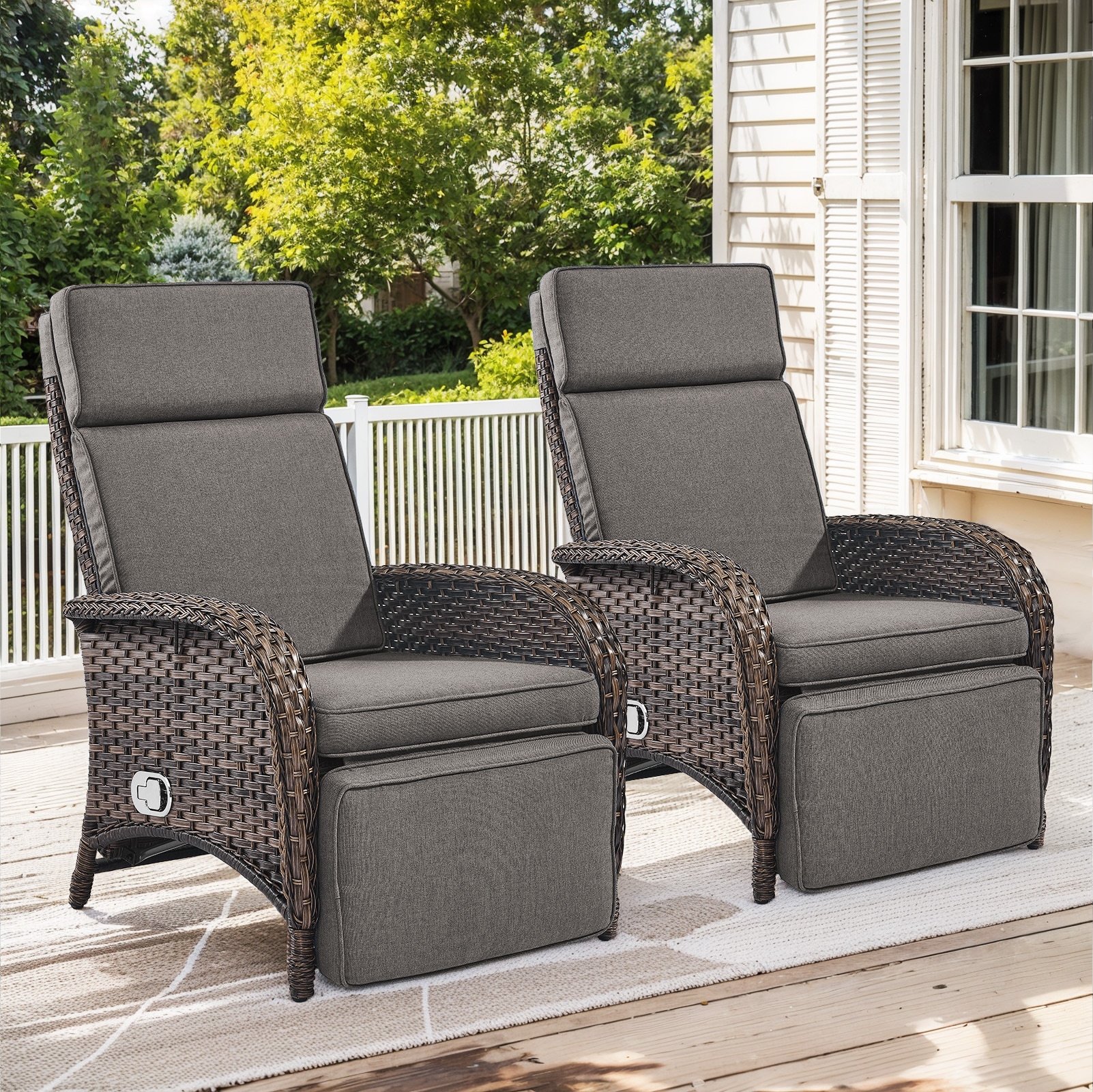 Jeehope PAKWBR150150-3 PAnorama Series 2 -Piece Wicker Patio Conversation Set with Gray Cushions