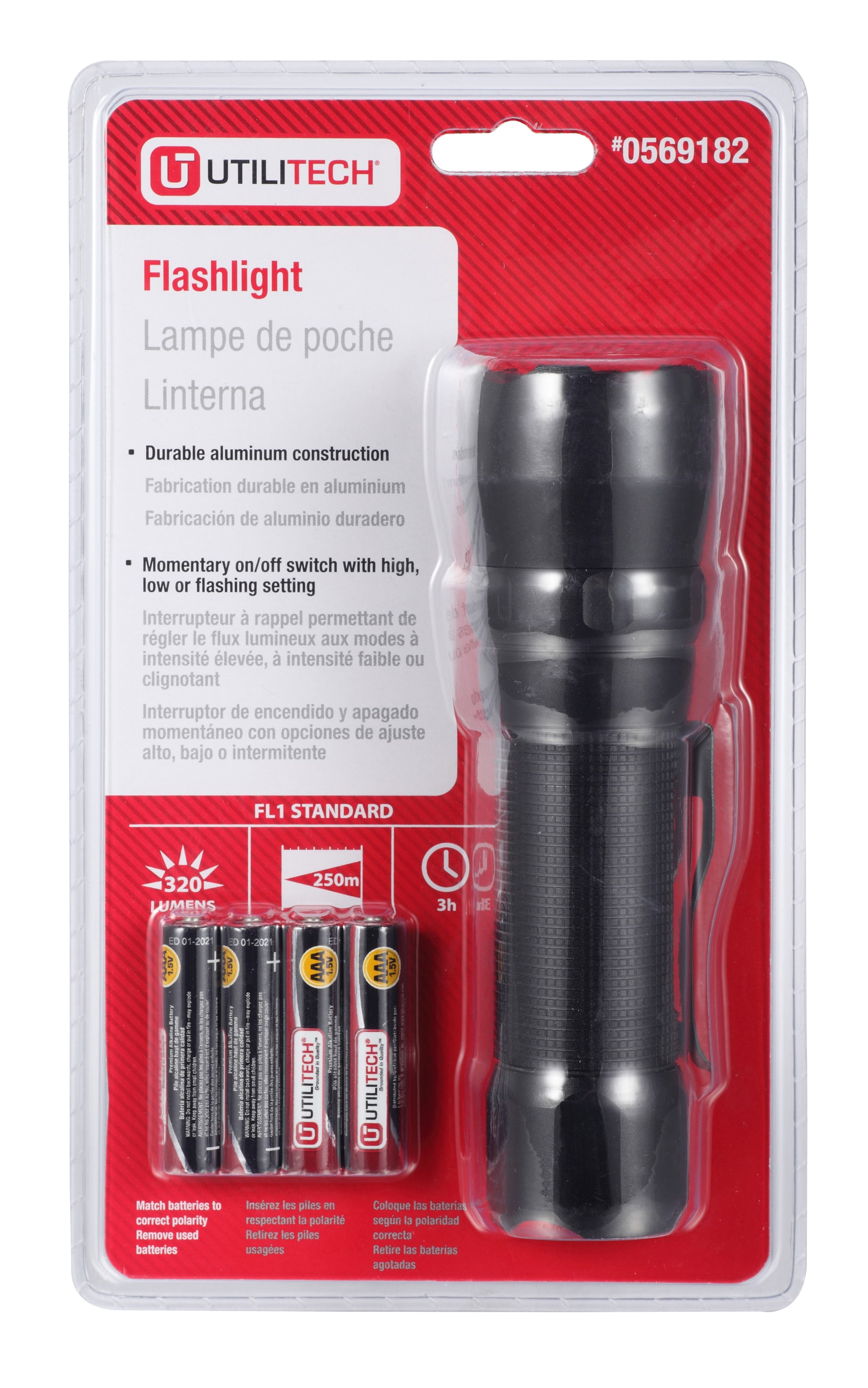Utilitech 1000-Lumen 4 Modes LED Flashlight (D Battery Included