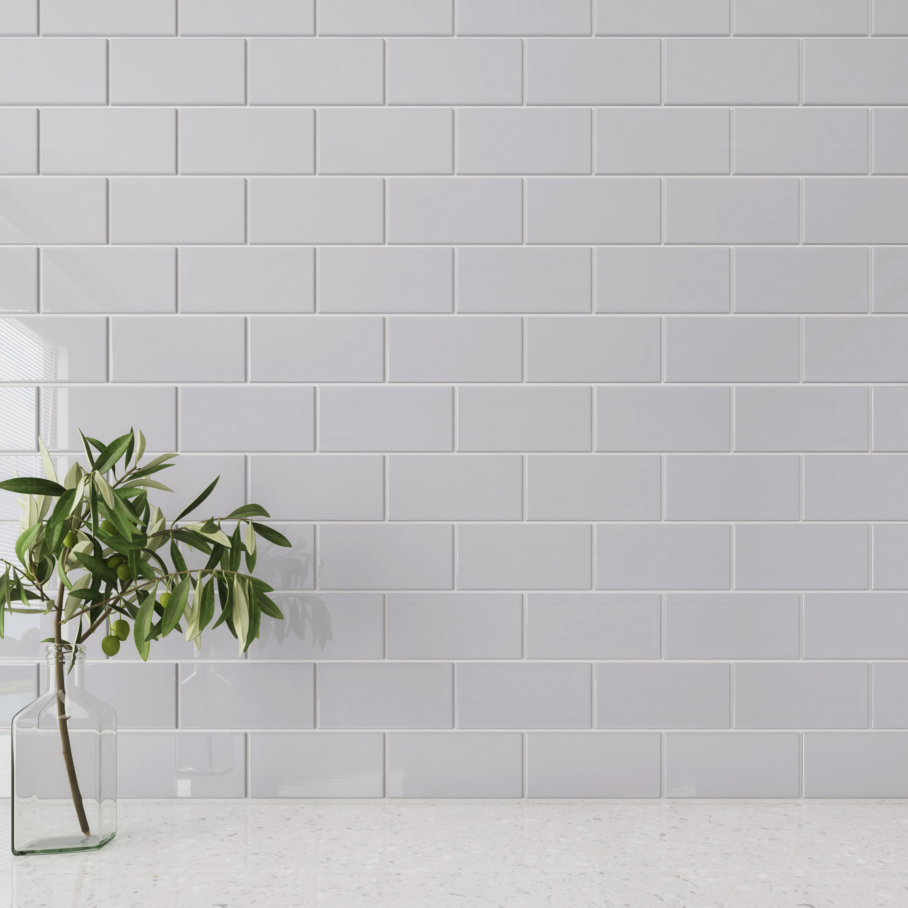 Giorbello G5939 Classic Premium Lavender Gray 3-in x 6-in Glossy Glass Subway Wall Tile (5-sq. ft/ Carton)