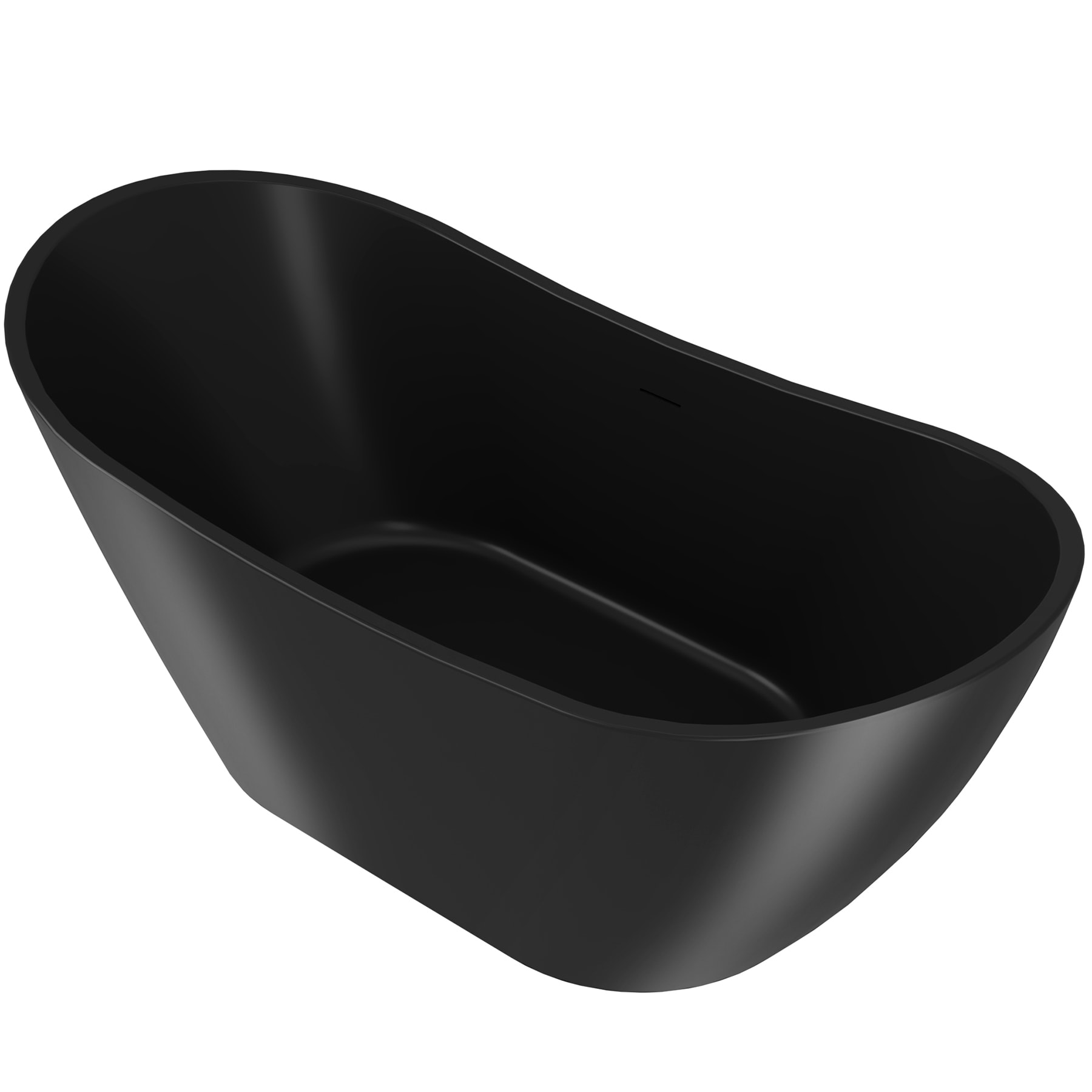 60 in. Solid Matte Black inside and outside Bathtub with Tub Filler Combo - Modern Flatbottom Stand Alone Tub