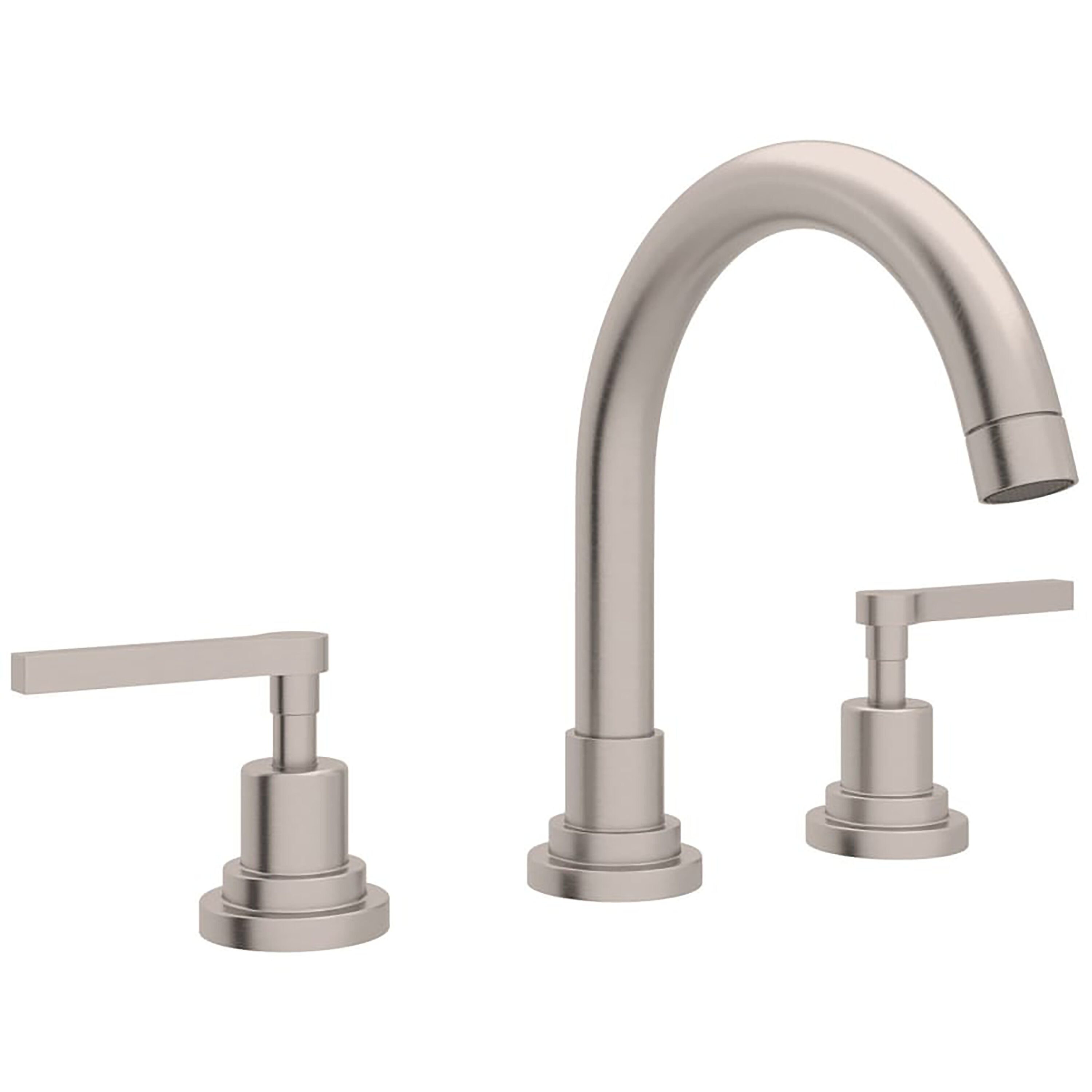 Rohl A2228LMSTN-2 Satin Nickel Widespread 2-handle Low-arc Residential Handle Bathroom Sink Faucet with Drain