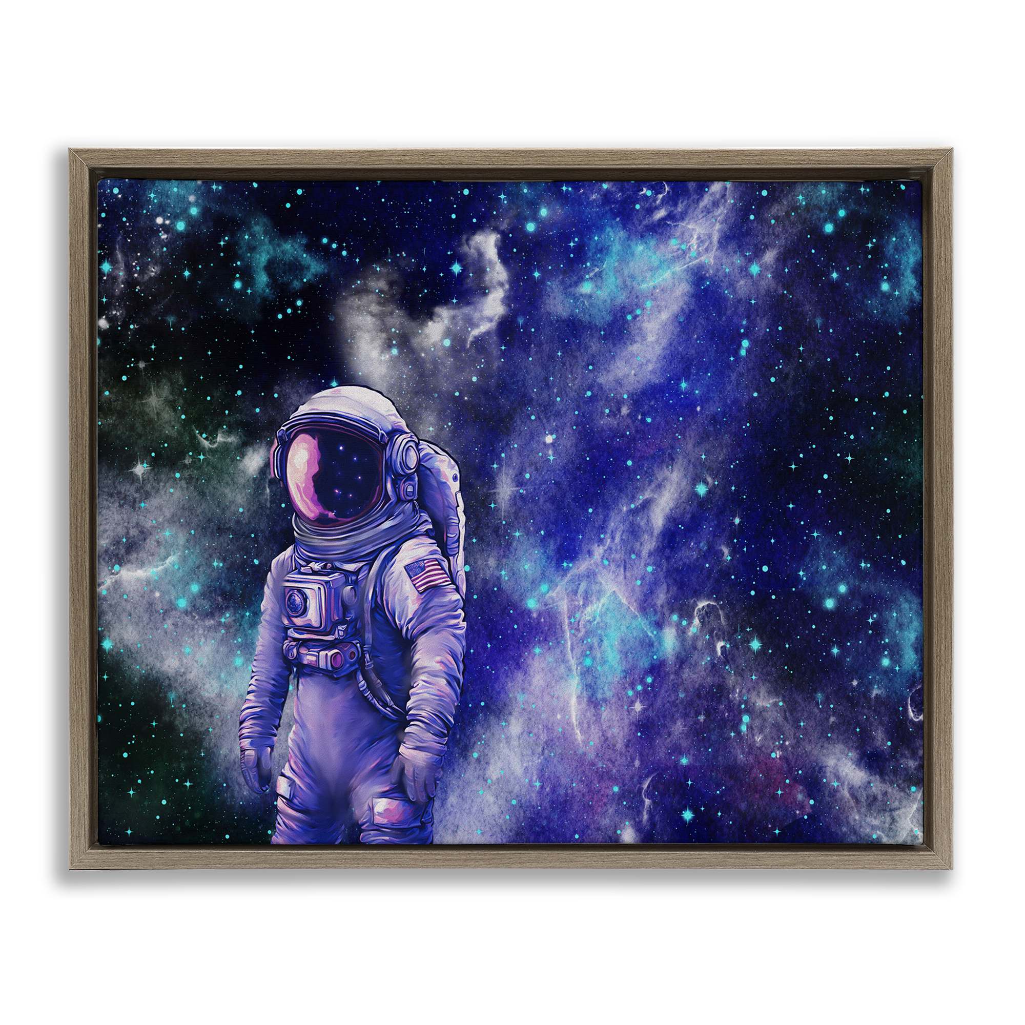Stupell Industries BS-058-FFE-24X30 Astronaut with Blue Nebula Floating Frame design by Jesse Keith