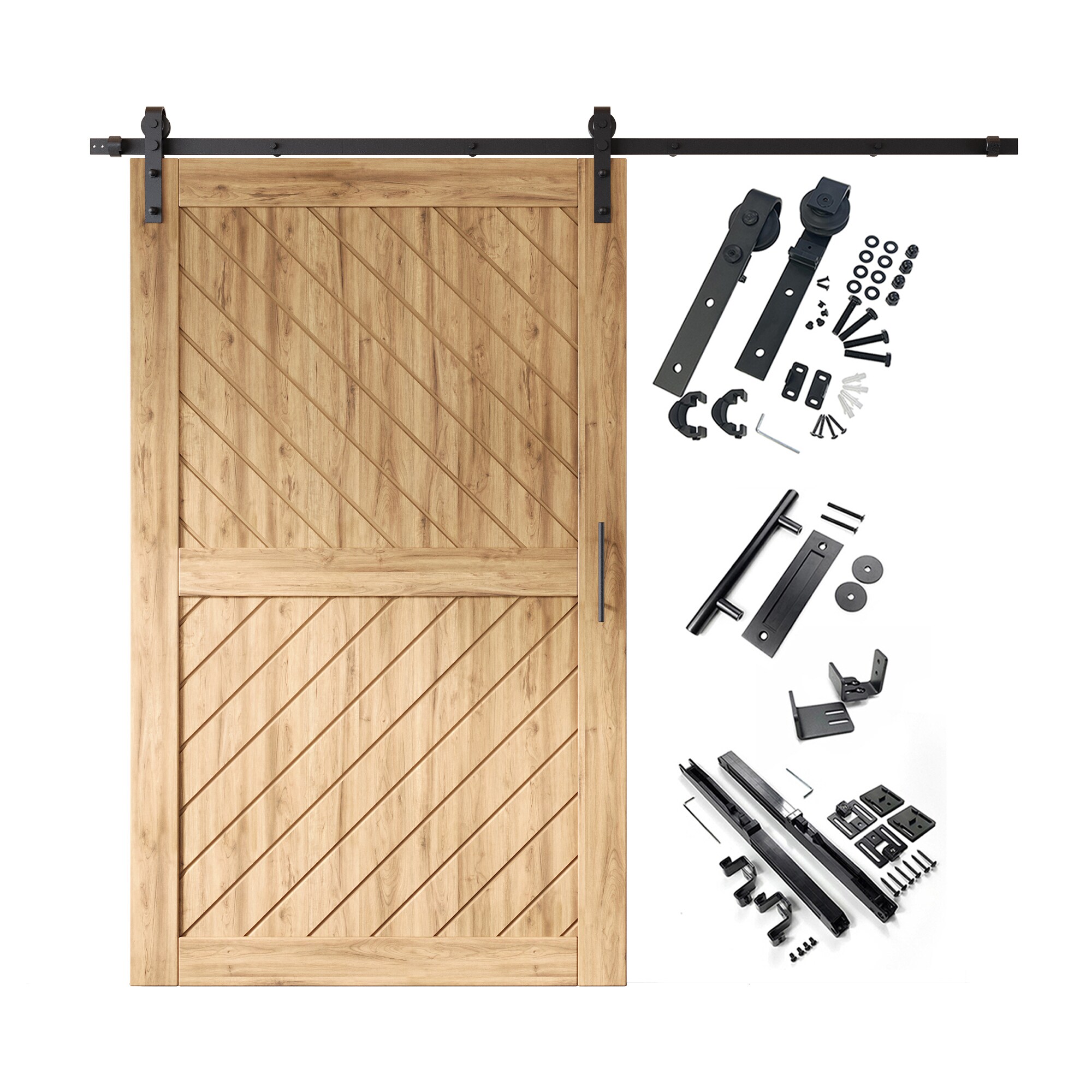 HOMACER YT1TGH108C-XT4-5080 50-in x 80-in Unfinished Unfinished Non-standard Pine Wood Solid core Single Barn Door (Hardware Included)