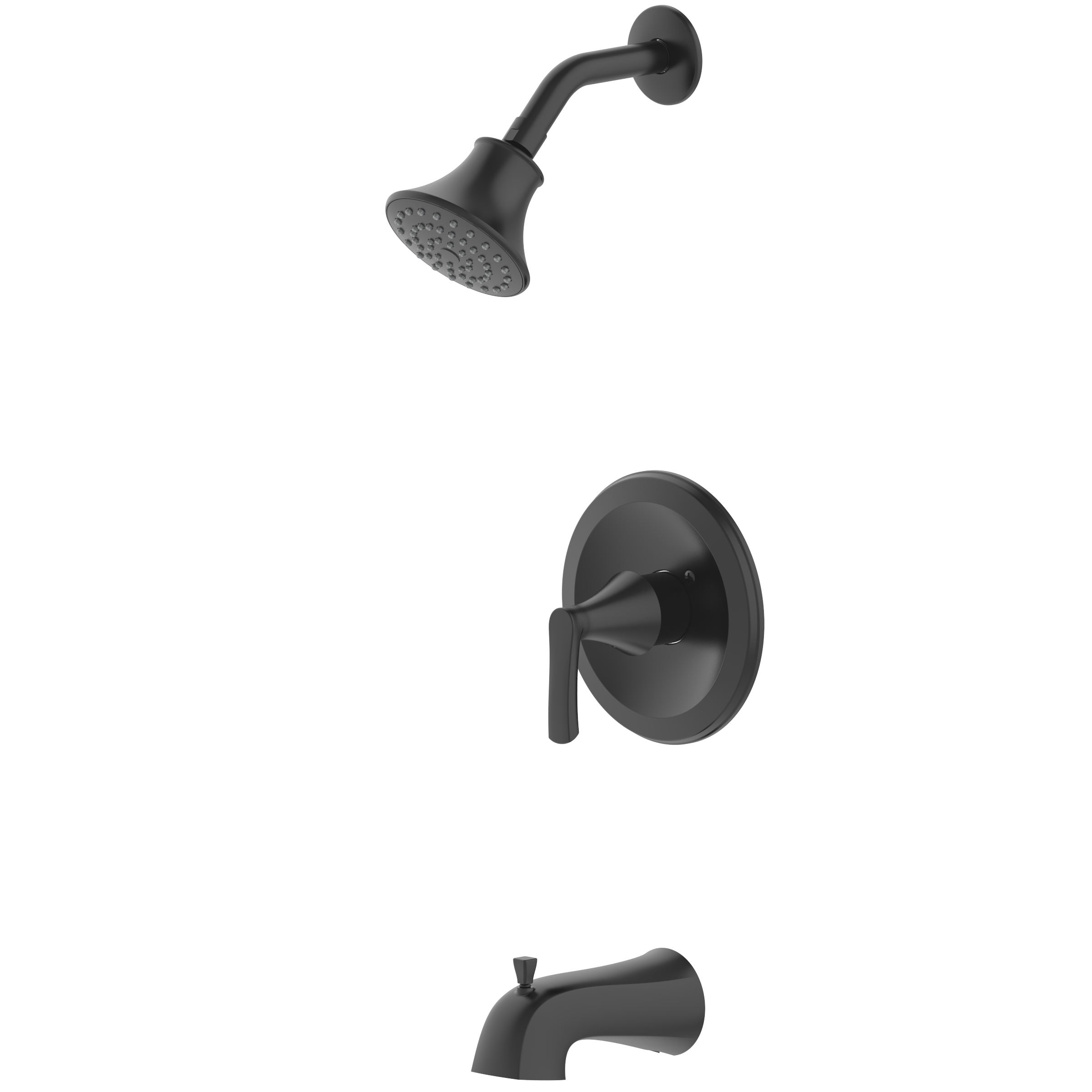 Project Source 65873X-127001 Matte Black 1-handle Single function 4.06-in Round Bathtub and shower Faucet with Valve