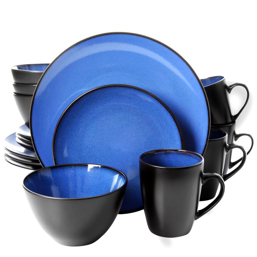 Blue Ceramic 16-Piece Reactive Glaze Dinnerware Set