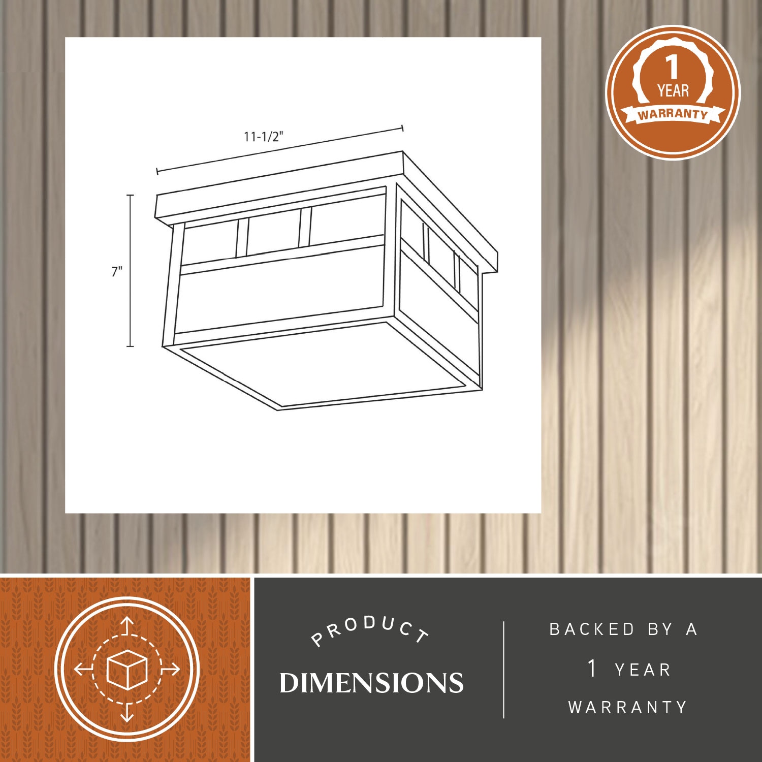 Mission Bronze Square Outdoor Ceiling Light with Honey Glass