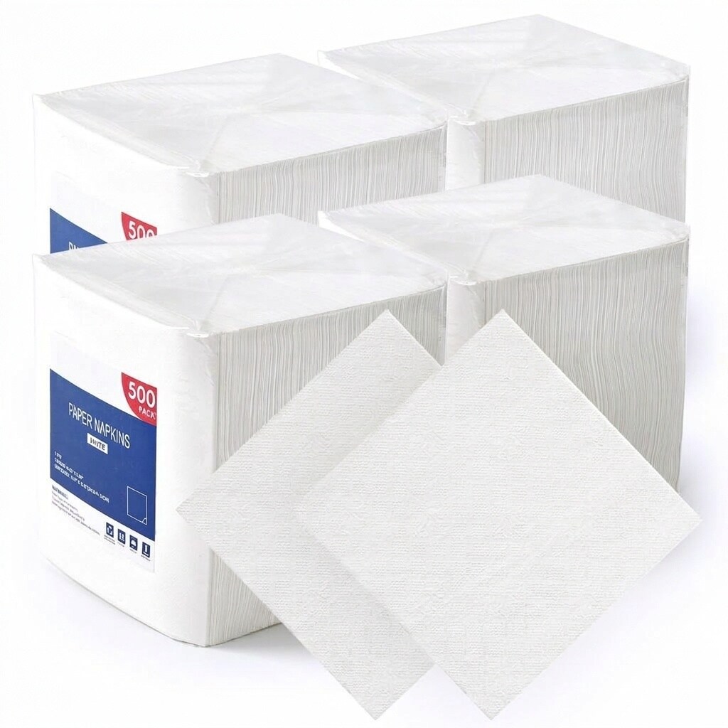 Lukvuzo  2000 pack White Paper Napkins 1 Ply 6 5 x 6 5 Inch Folded Disposable Beverage and Dinner Napkins Soft Absorbent for Restaurants Bars