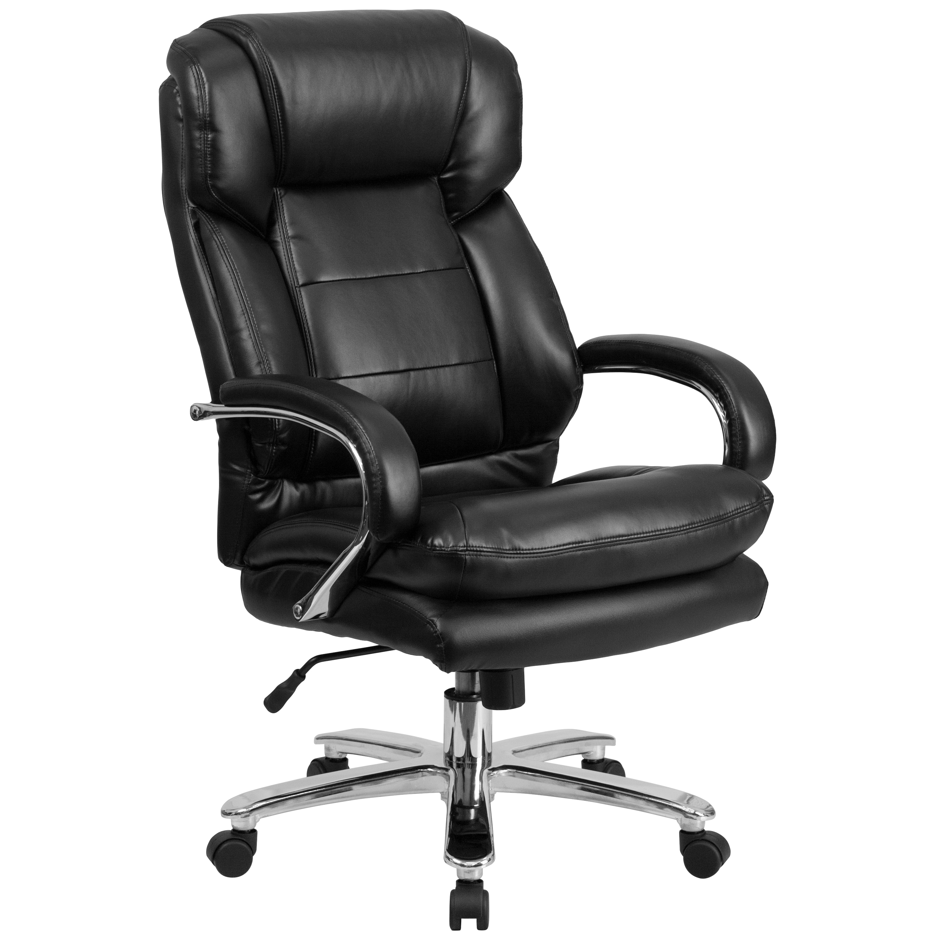Emma + Oliver 889142730514 24/7 500 lb Big and Tall Black LeatherSoft Ergonomic Office Chair with Loop Arms