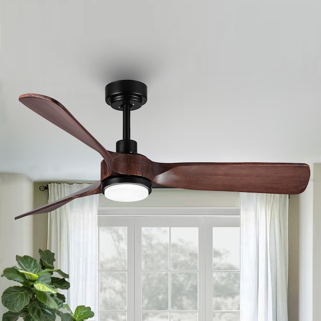 Bayfeve Modern Wood Ceiling Fan 52 In Black Color Changing Integrated Led Indoor Outdoor With Light And Remote 3 Blade The Fans Department At Lowes Com