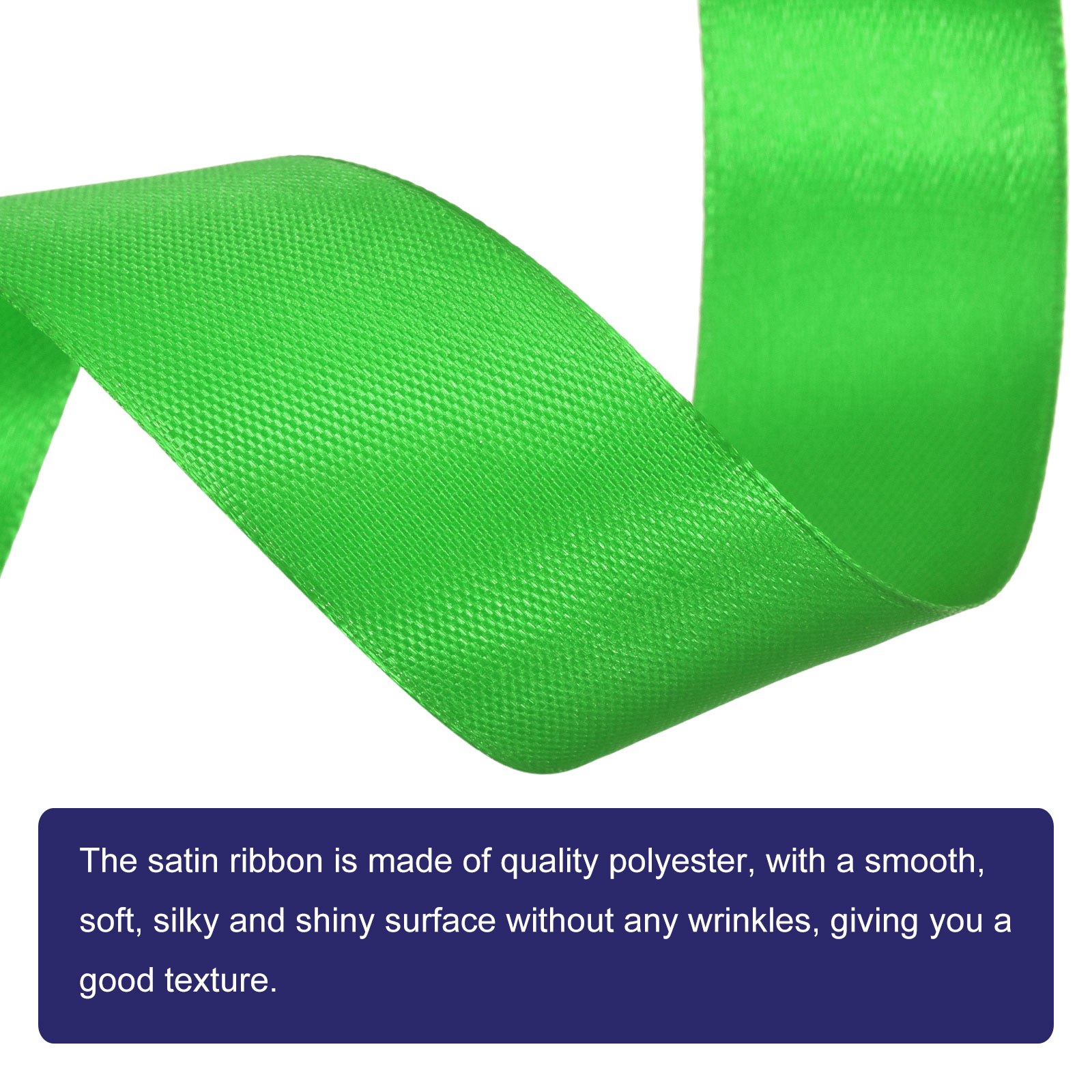 Unique Bargains Satin Ribbon 1 Inch x 100 Yards Green Single Face ...